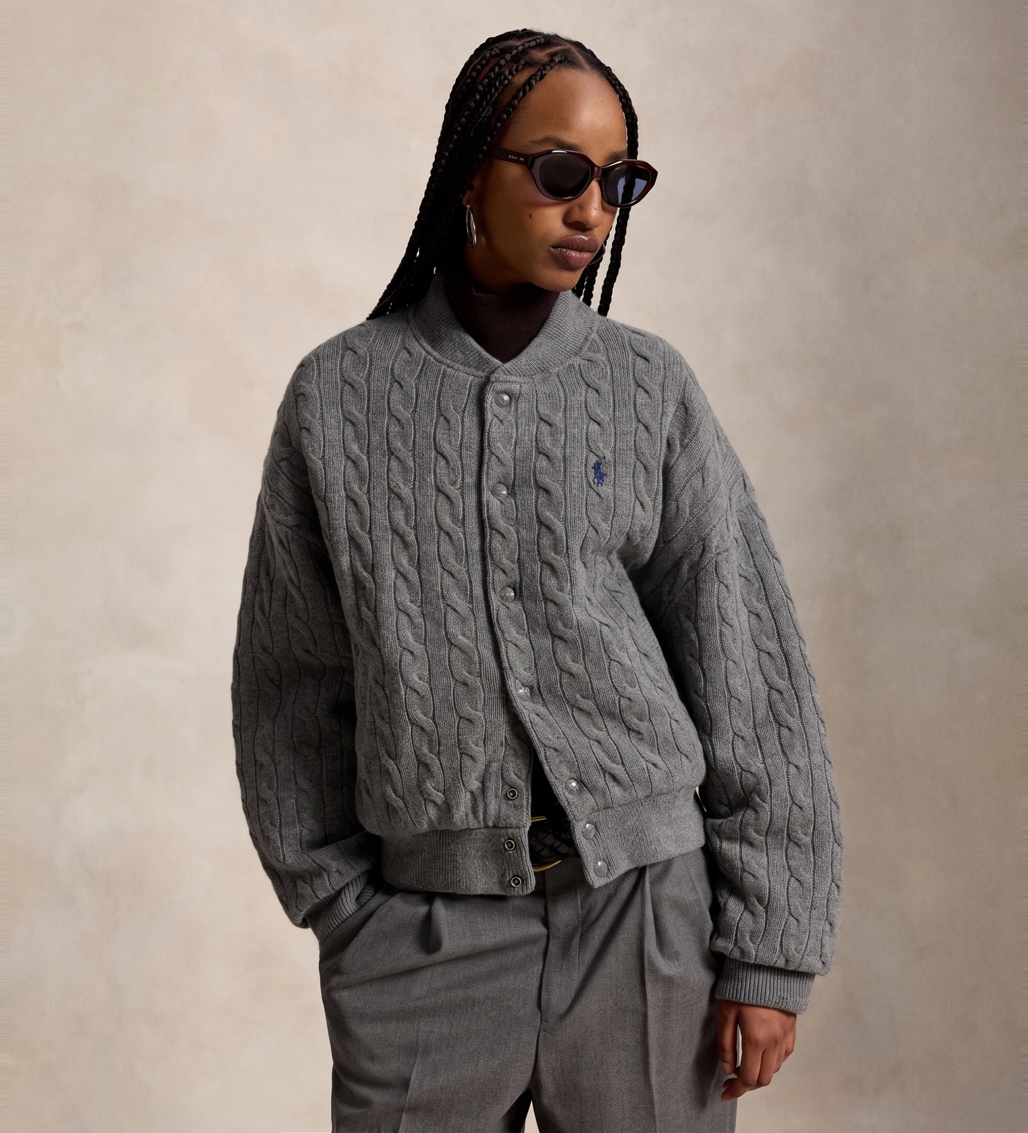 Polo Ralph Lauren für Damen. 211B30888001 Jacke aus grauer Wolle und Kaschmir (L), Lässig
