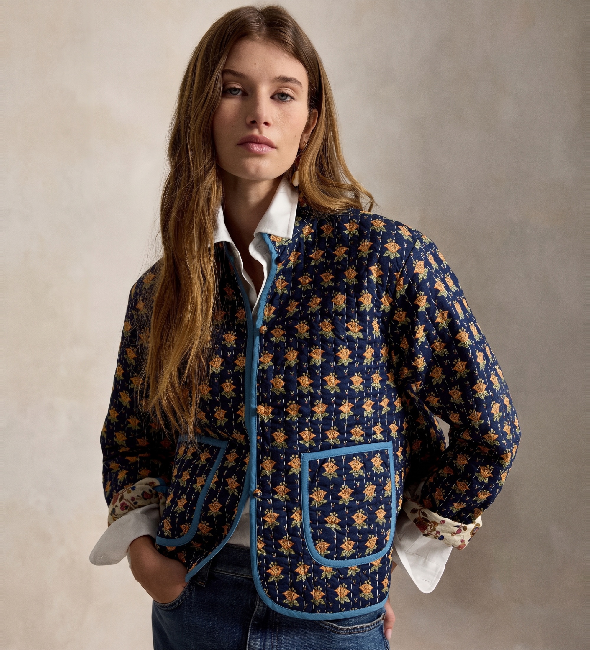 Polo Ralph Lauren für Damen. 211B17289001 Wattierte wendbare Jacke aus marineblauer Baumwolle (L), Lässig