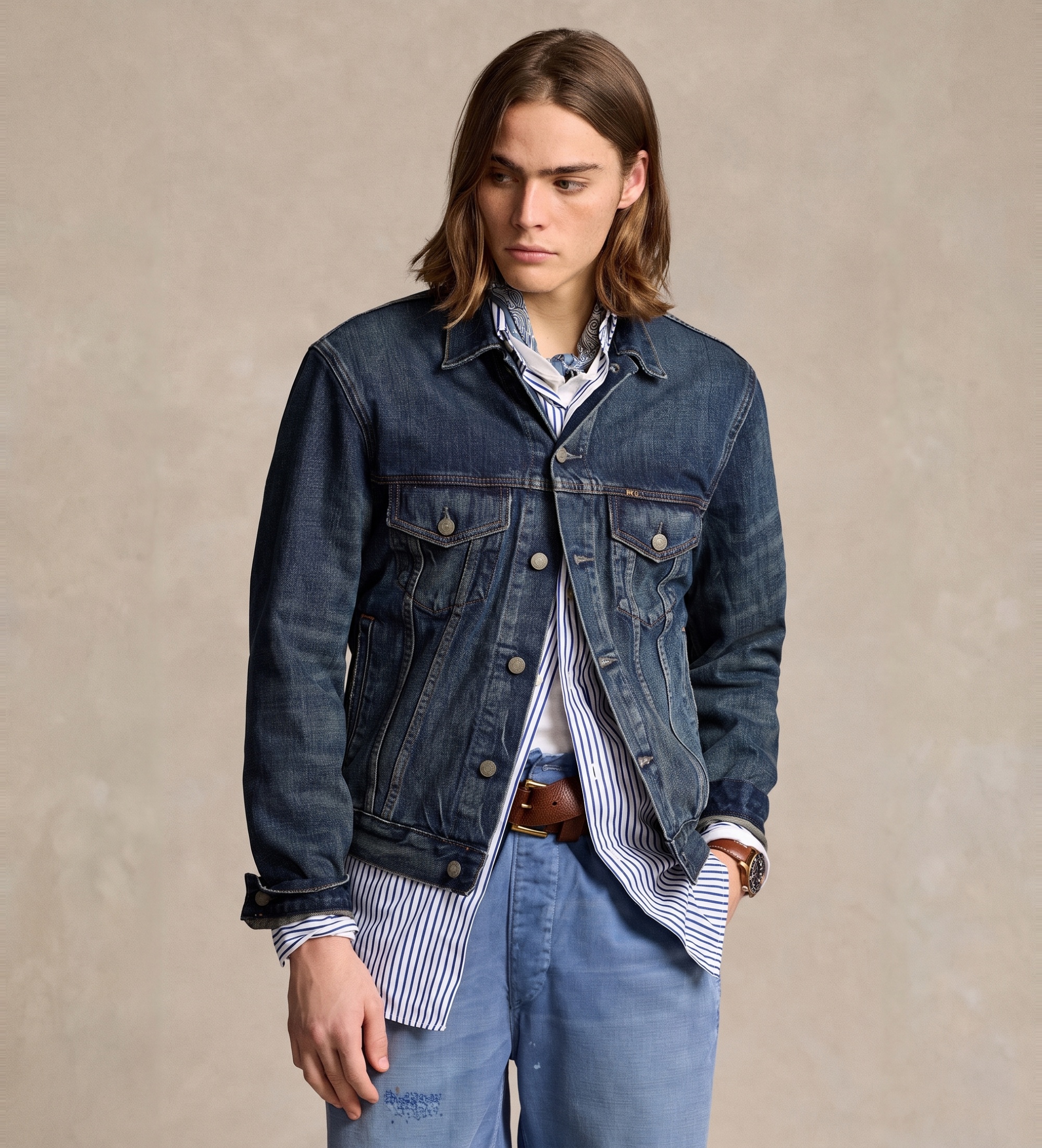 Polo Ralph Lauren für Herren. 710673235001 Blaue Jeans-Truckerjacke (M), Lässig, Baumwolle, Denim