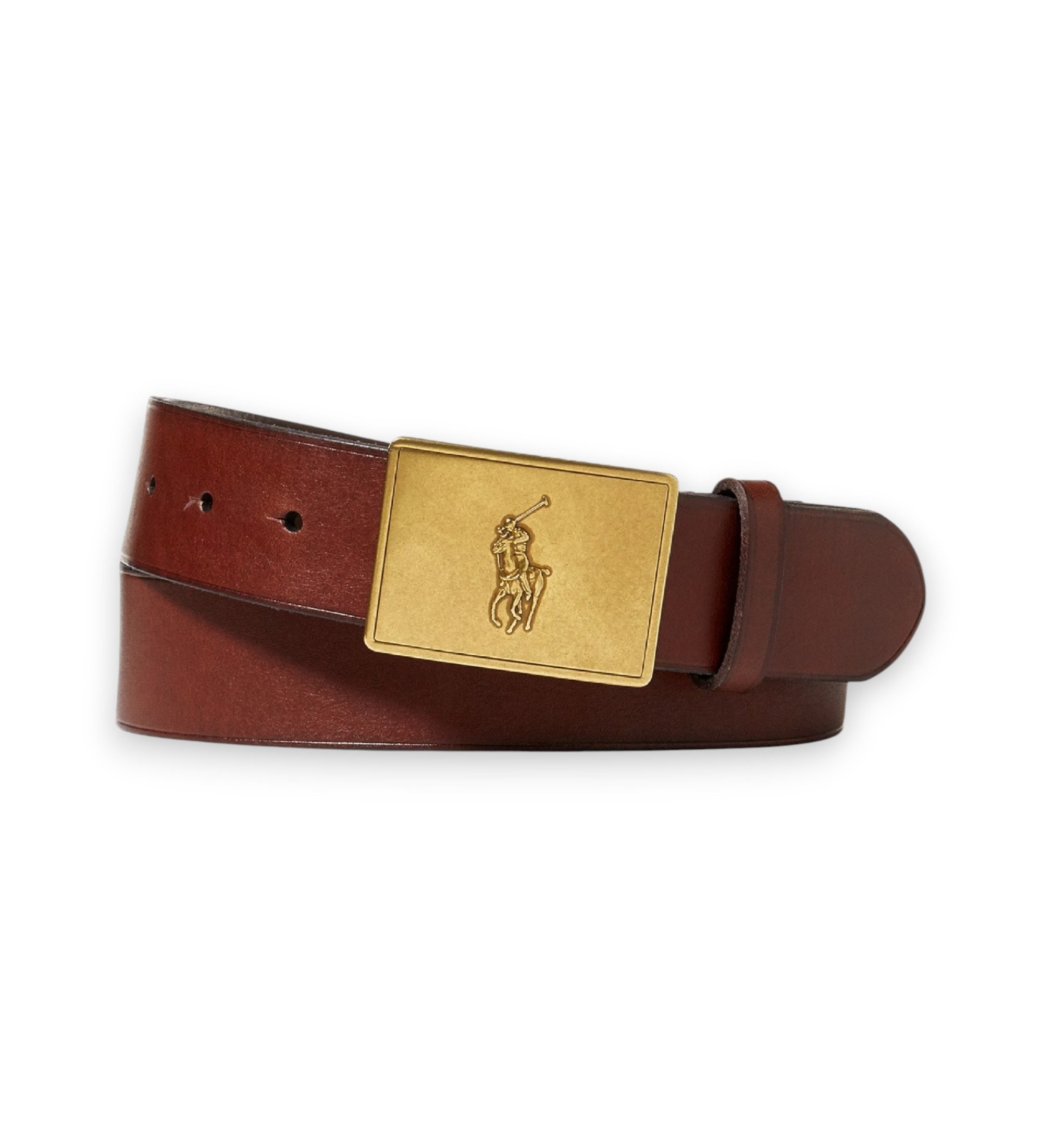 Polo Ralph Lauren für Herren. 405691693002 Ledergürtel mit brauner Pferdeschnalle (34), Lässig