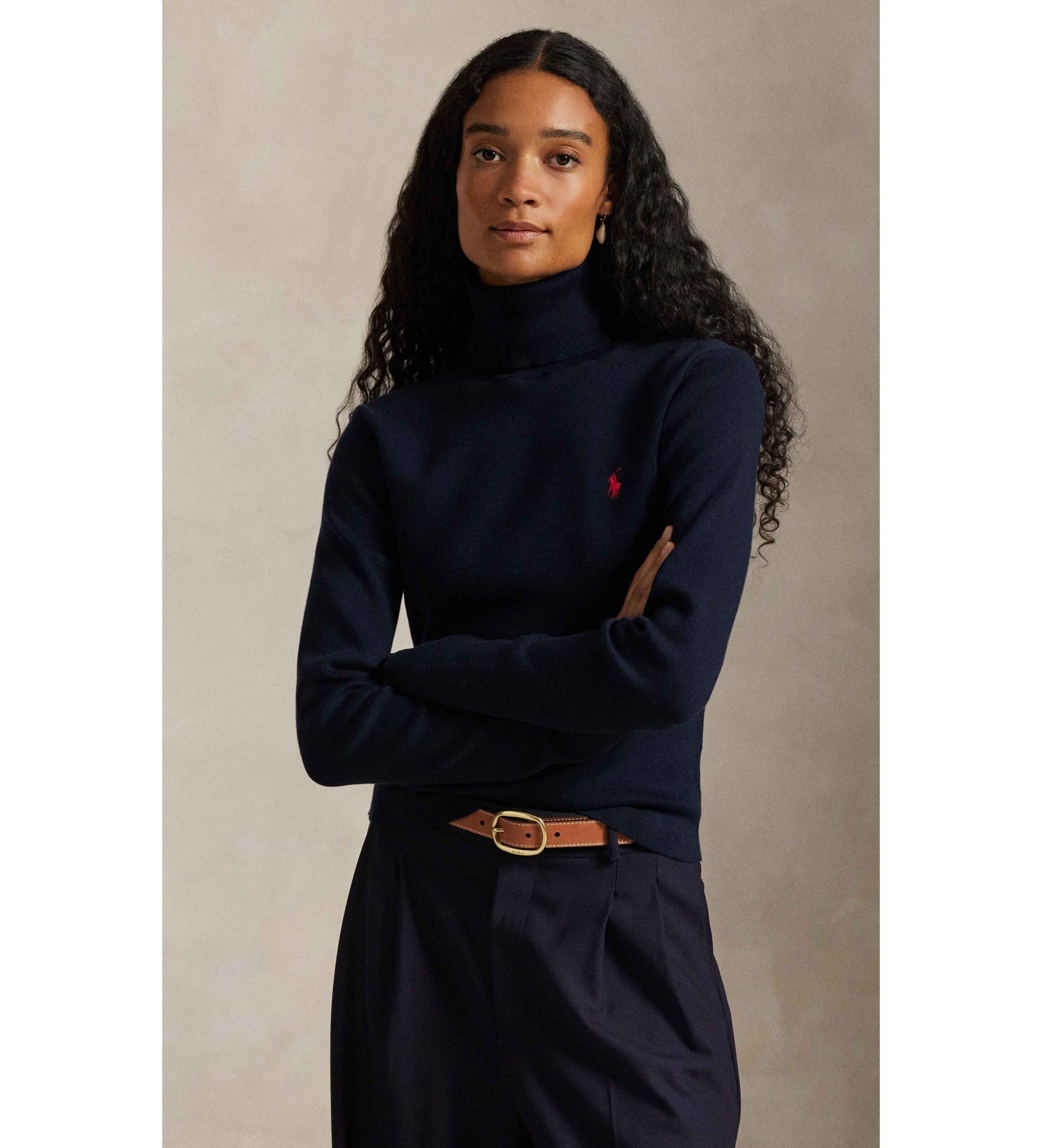 Polo Ralph Lauren für Damen. 211959287001 Pullover mit Rollkragen marineblau (M), Lässig, Baumwolle, Langarm
