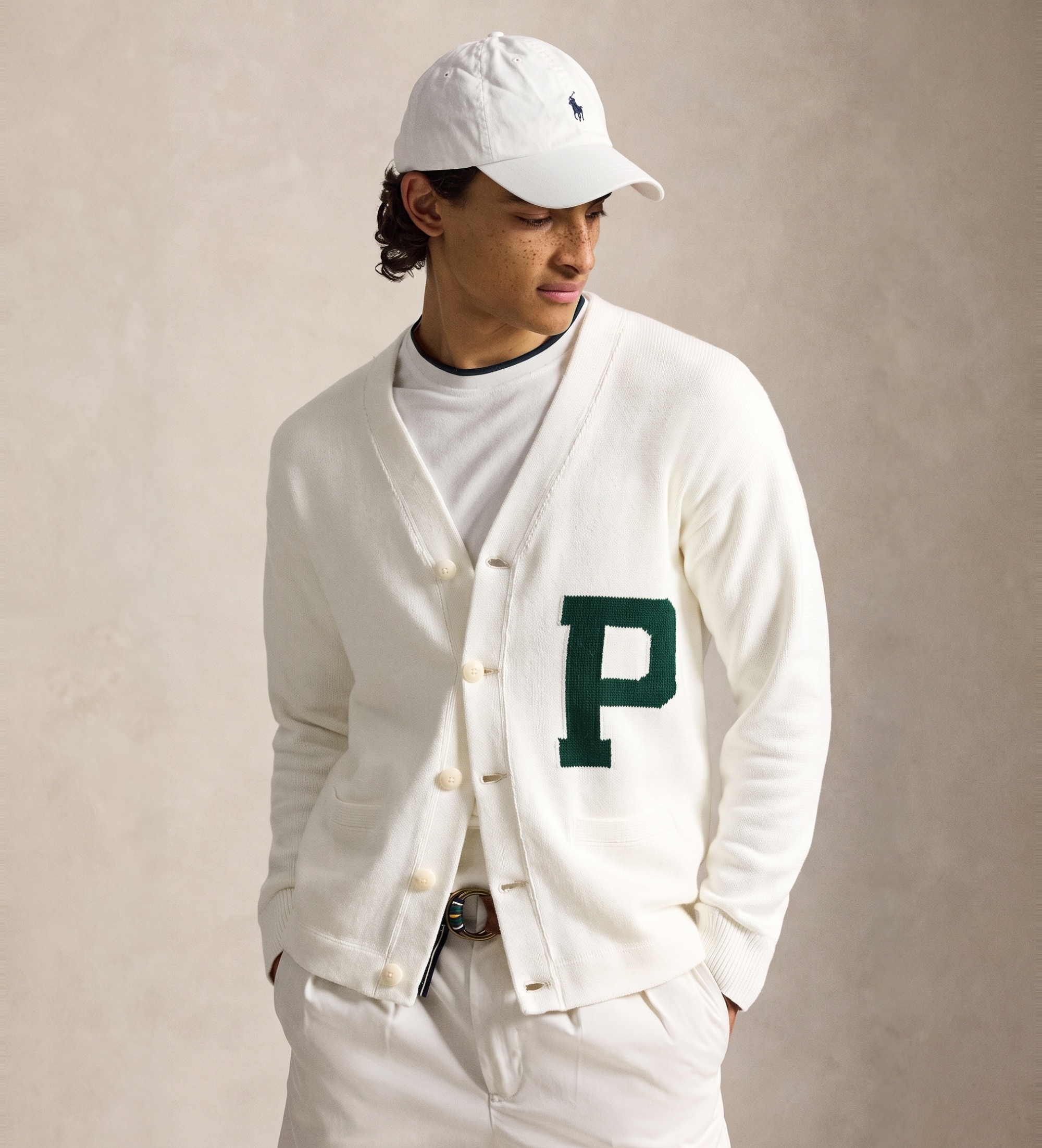 Polo Ralph Lauren für Herren. 710B17550001 Cardigan aus Baumwolle Relaxed Fit weiß (M), Lässig