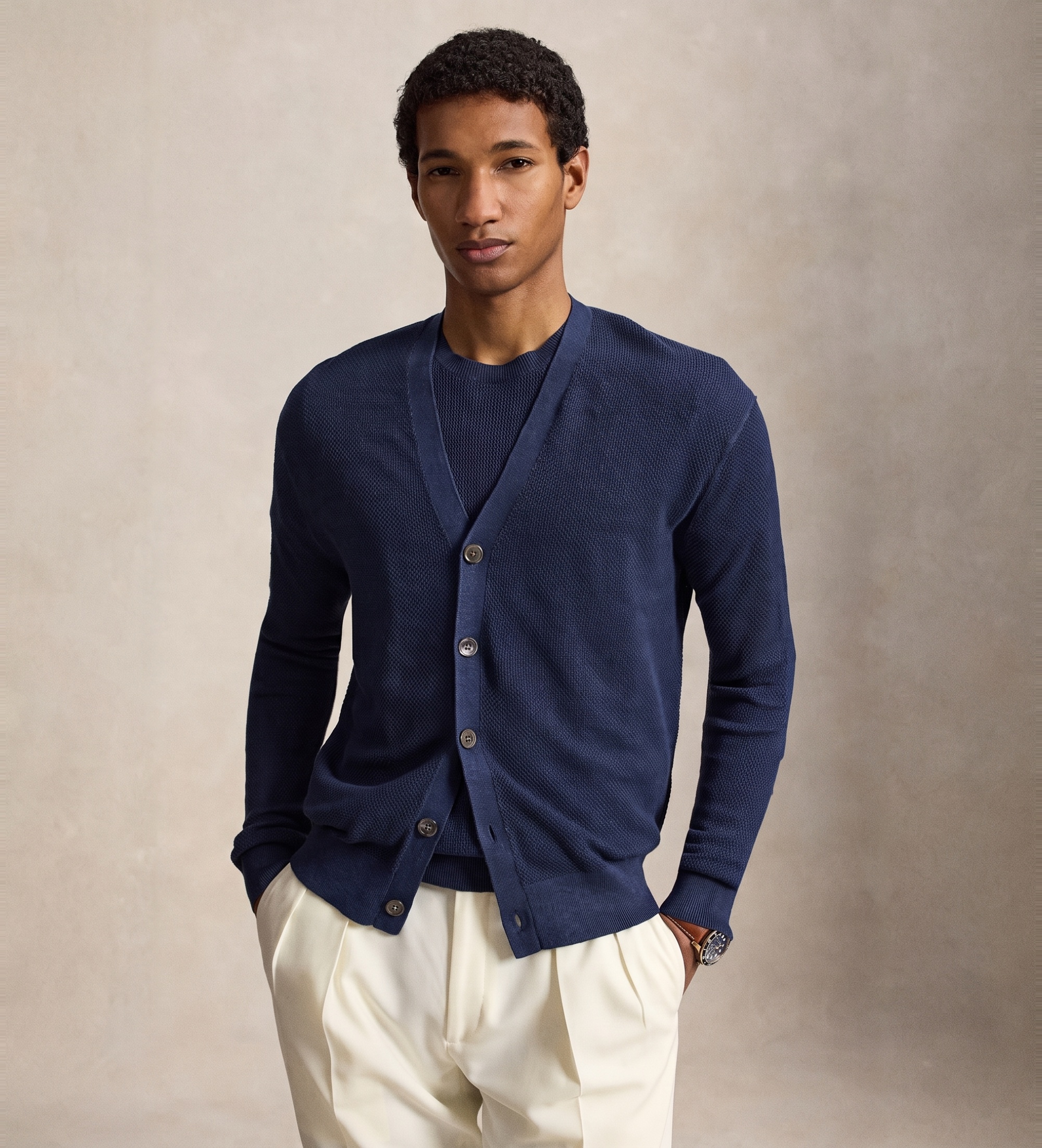 Polo Ralph Lauren für Herren. 710B17547001 Cardigan aus Leinen Relaxed Fit marineblau (XXL), Lässig