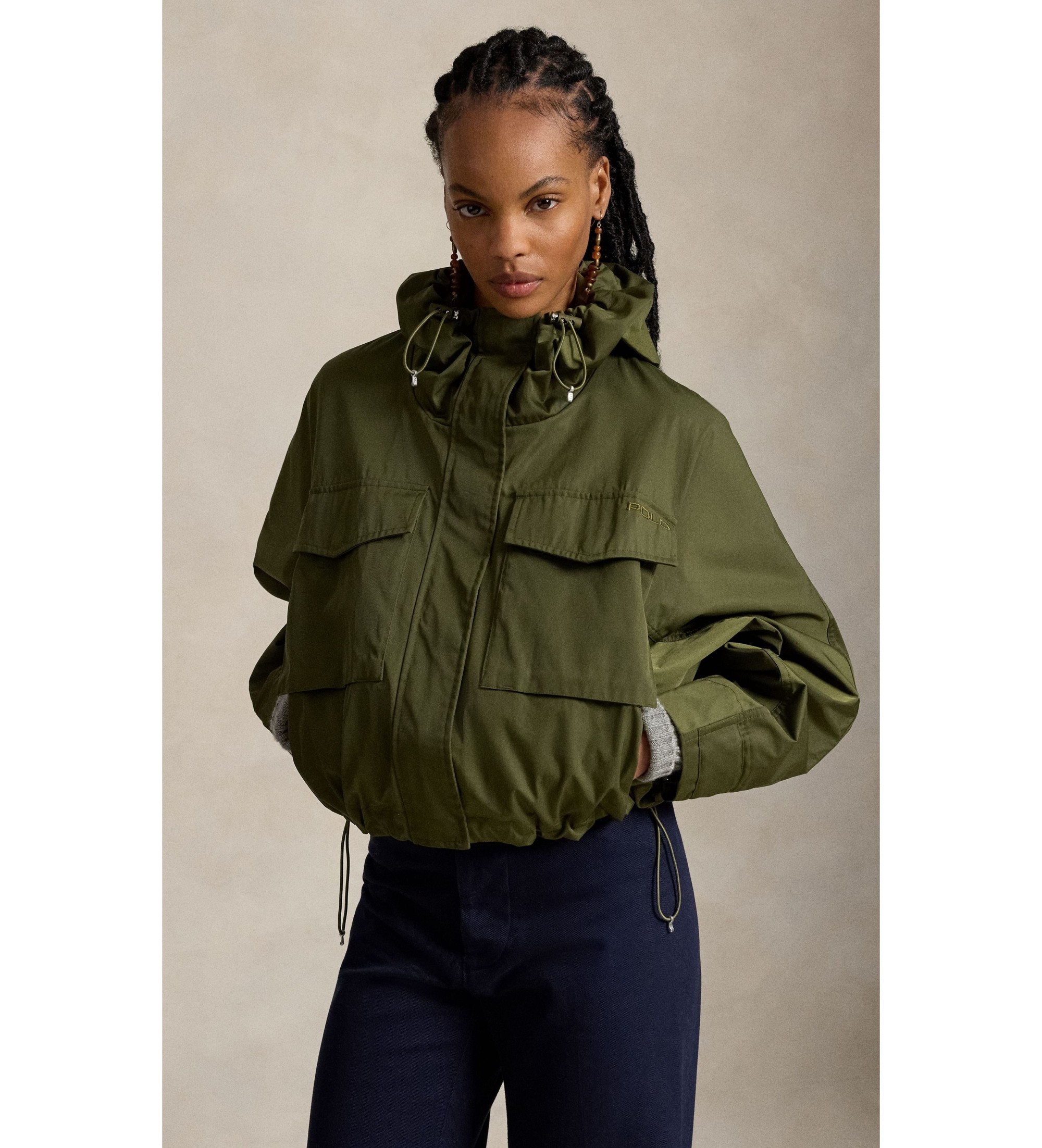 Polo Ralph Lauren für Damen. 211A97134003 Grüner, taillierter Windschutz (L), Lässig, Polyester
