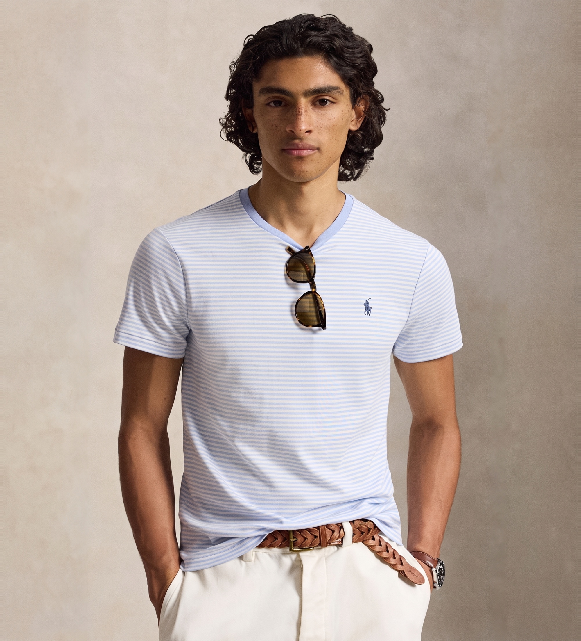 Polo Ralph Lauren für Herren. 710944811501 Blaues Custom Slim Fit Hemd (S), Lässig, Baumwolle, Kurzarm