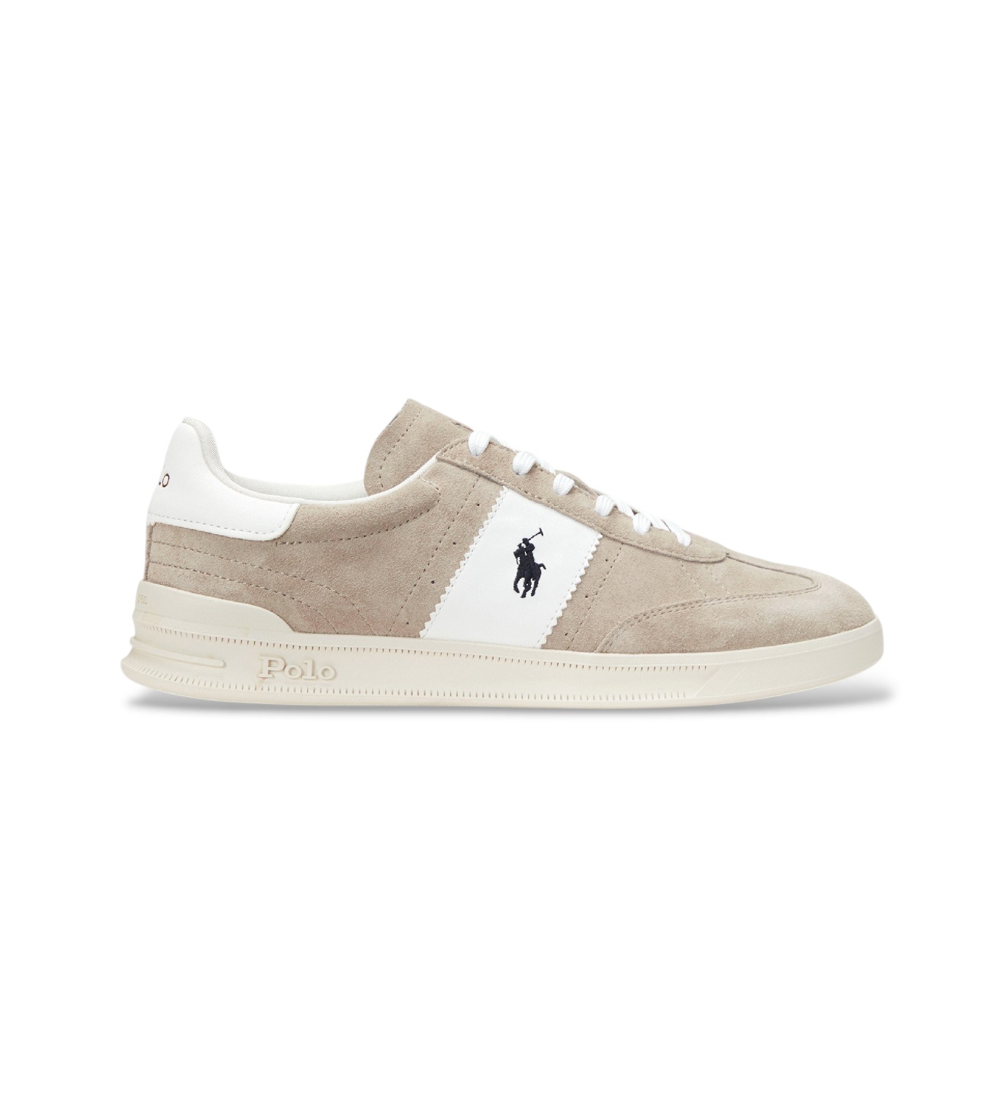 Polo Ralph Lauren für Herren. 809960995003 Heritage Aera Beige Wildleder Turnschuhe (48), Wohnung, Schnürsenkel, Lässig