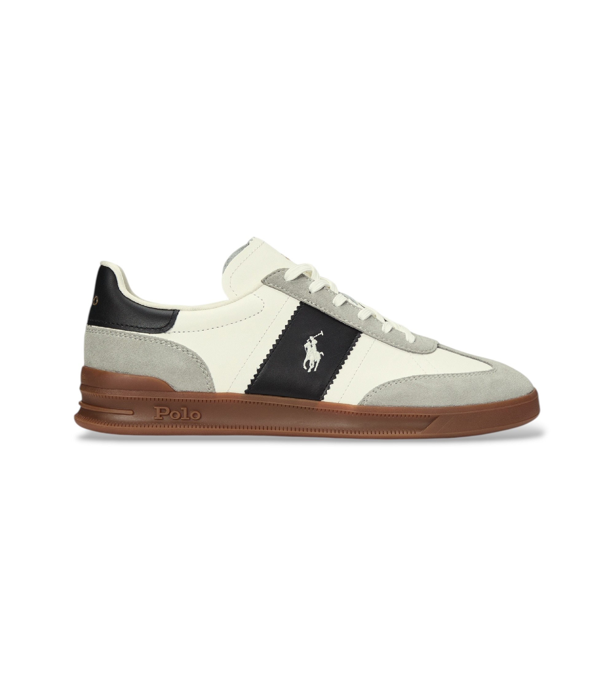 Polo Ralph Lauren für Herren. 809956119002 Heritage Aera Turnschuhe aus Wildleder und Leder weiß (38), Wohnung, Schnürsenkel, Lässig