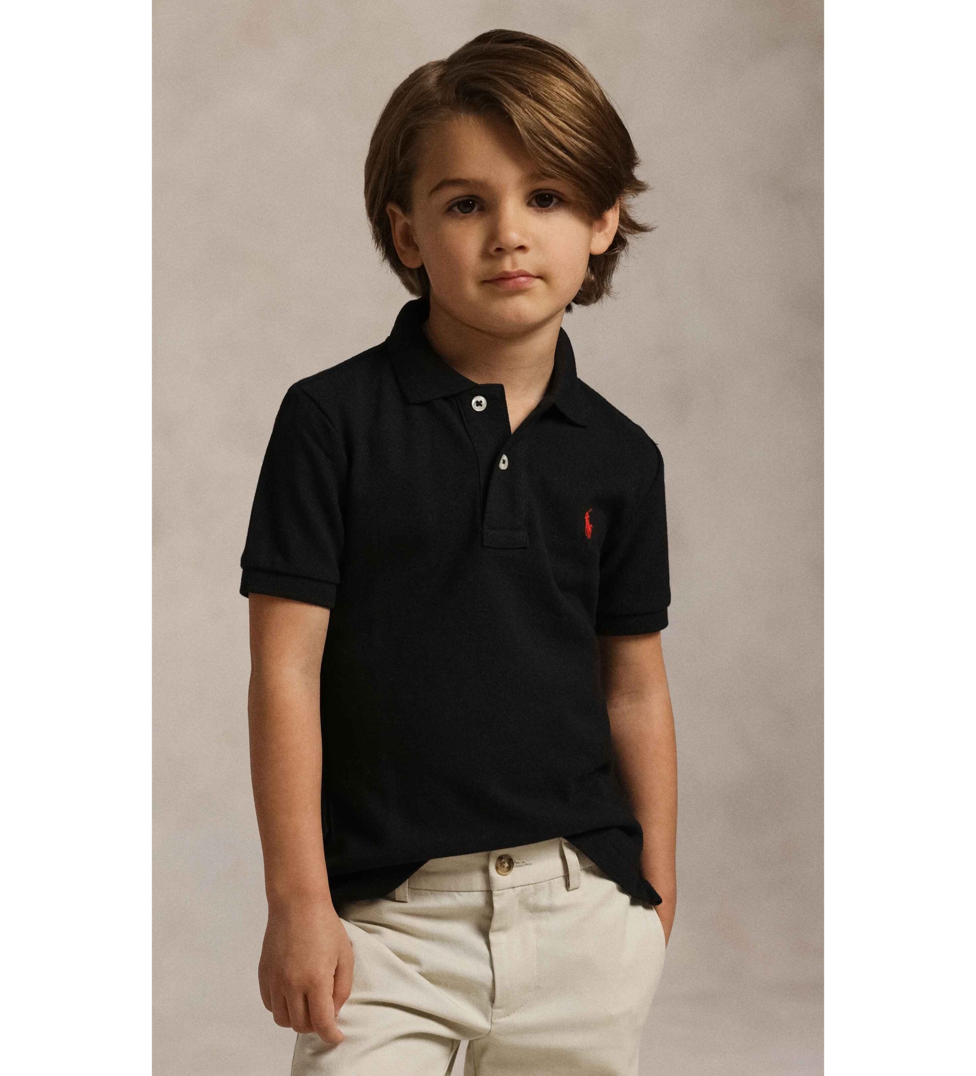 Polo Ralph Lauren für Jungen. 322603252001 Ikonisches schwarzes Piqué-Poloshirt (2años= 94/100cm), Lässig, Baumwolle, Kurzarm, Kinderbekleid