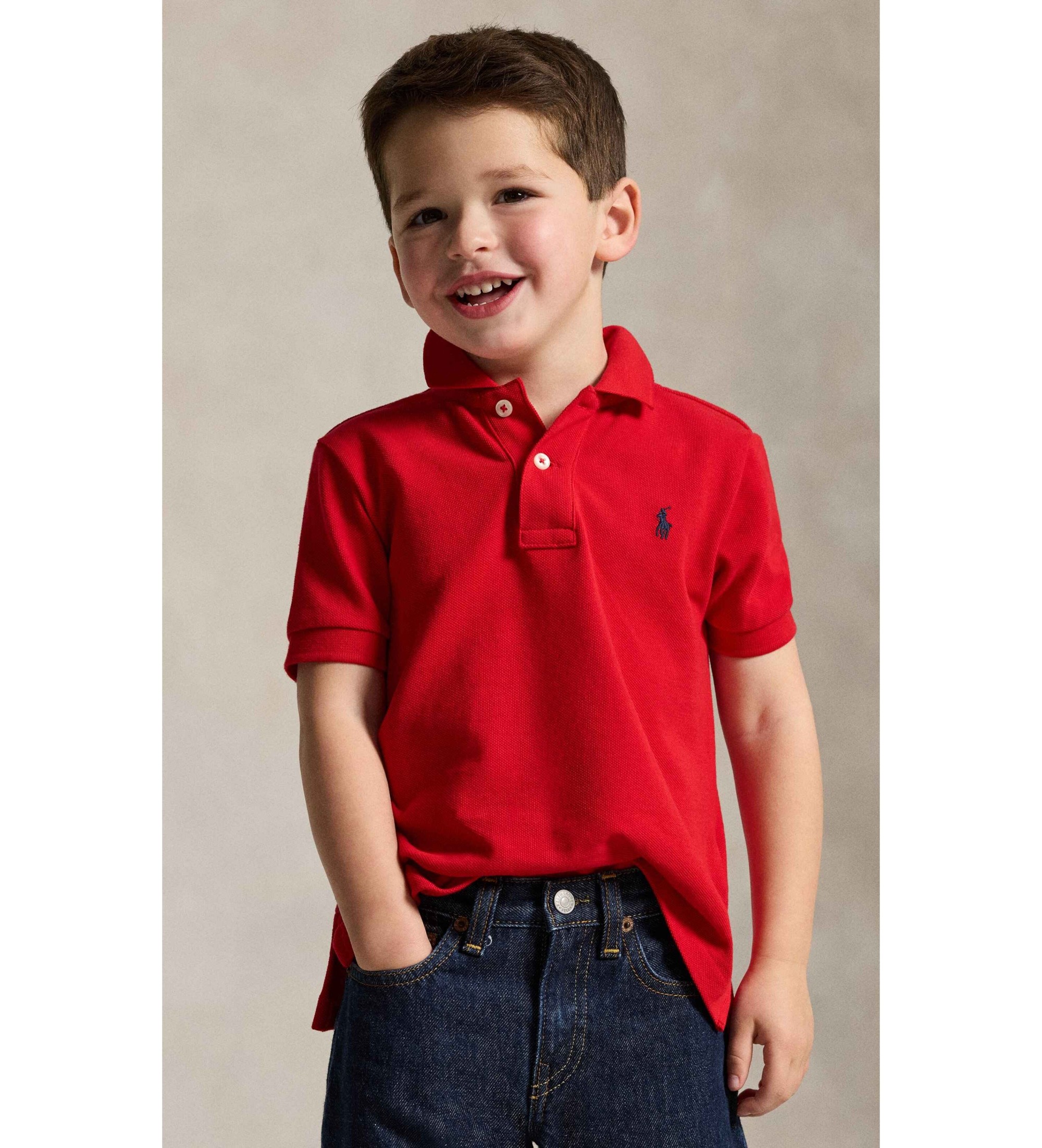 Polo Ralph Lauren für Jungen. 322603252009 Ikonisches rotes Piqué-Poloshirt (4años= 109/116cm), Schwarz, Lässig, Baumwolle, Kurzarm, Kinderb