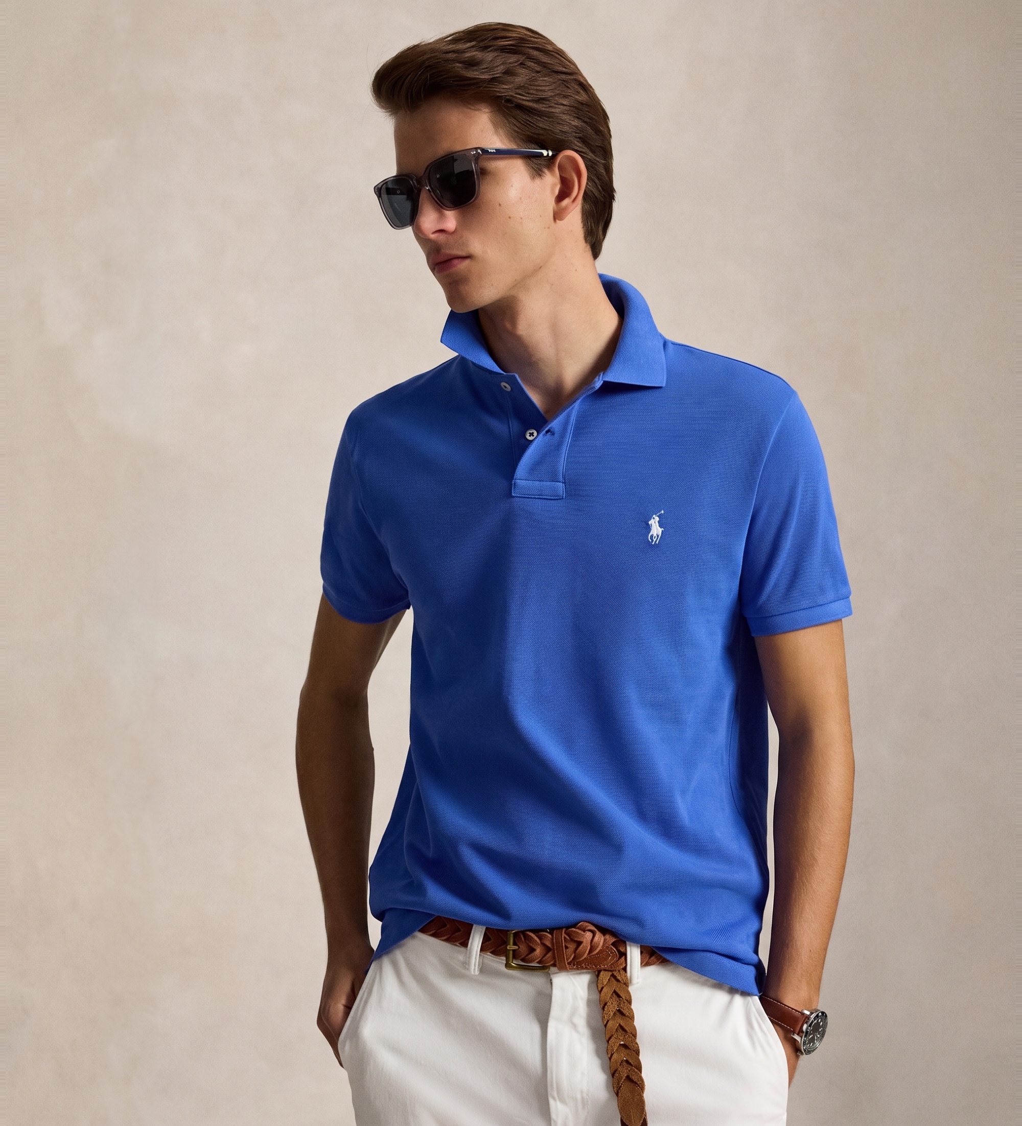 Polo Ralph Lauren für Herren. 710534735518 Das ikonische blaue Piqué-Poloshirt (M), Lässig, Baumwolle, Kurzarm