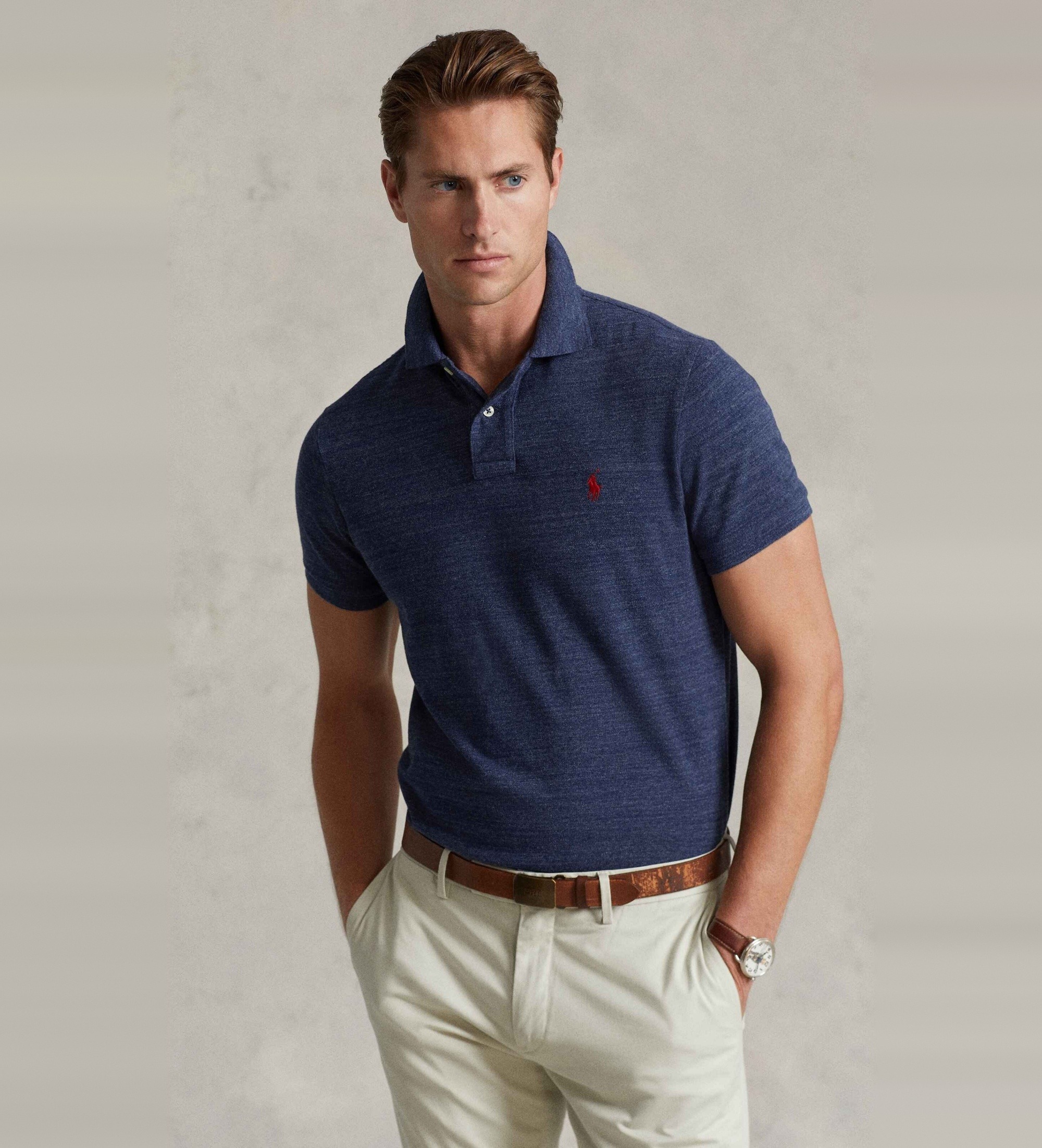 Polo Ralph Lauren für Herren. 710666998005 Das kultige blaue Piqué-Poloshirt (L), Lässig, Baumwolle, Kurzarm