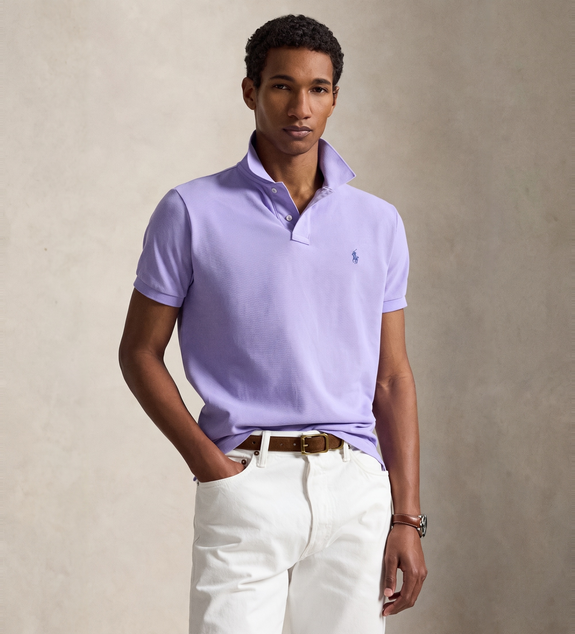 Polo Ralph Lauren für Herren. 710680784441 Das ikonische Poloshirt aus Piqué in Flieder (M), Lässig, Baumwolle, Kurzarm