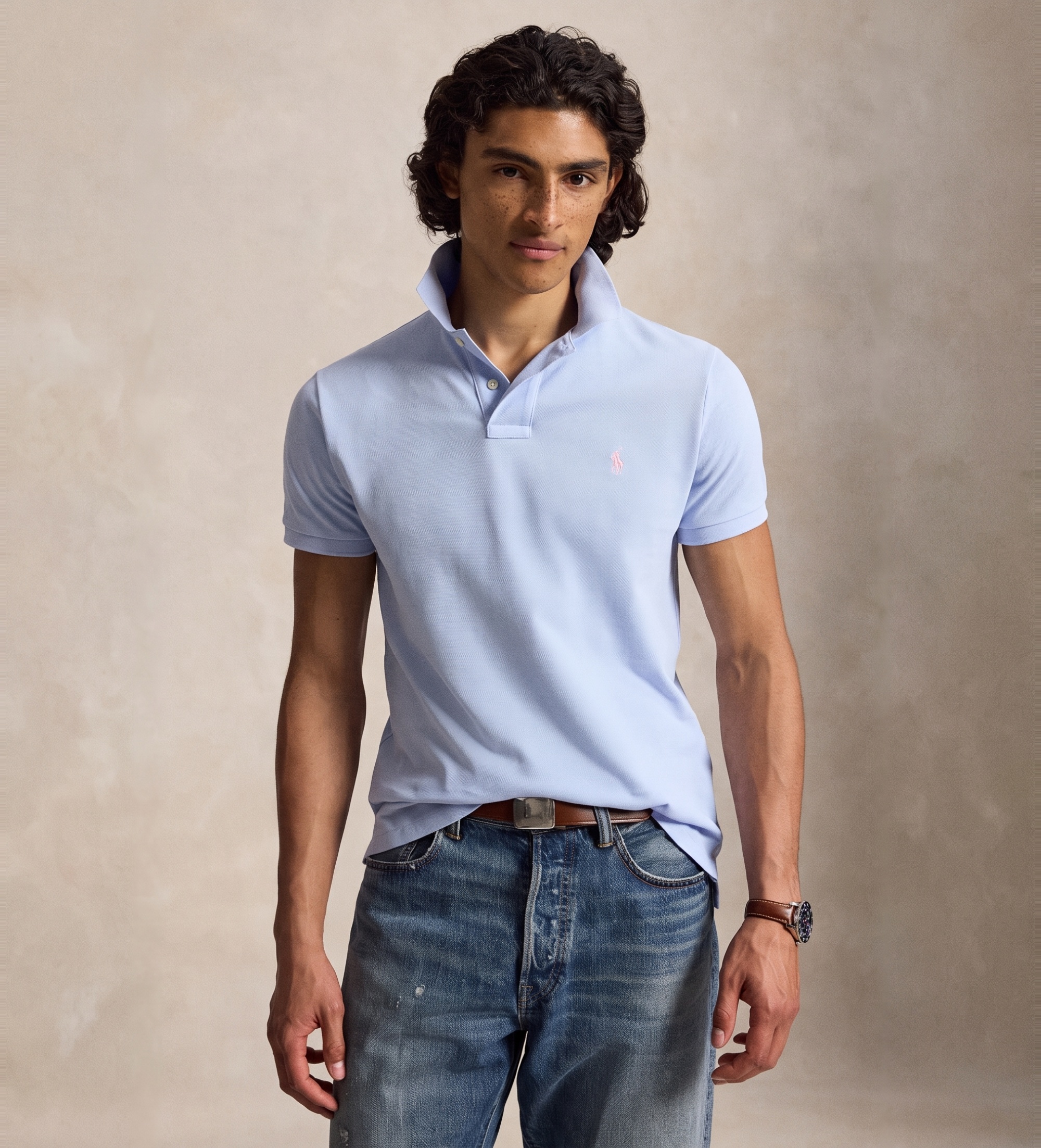 Polo Ralph Lauren für Herren. 710680784531 Das ikonische hellblaue Piqué-Poloshirt (L), Lässig, Baumwolle, Kurzarm