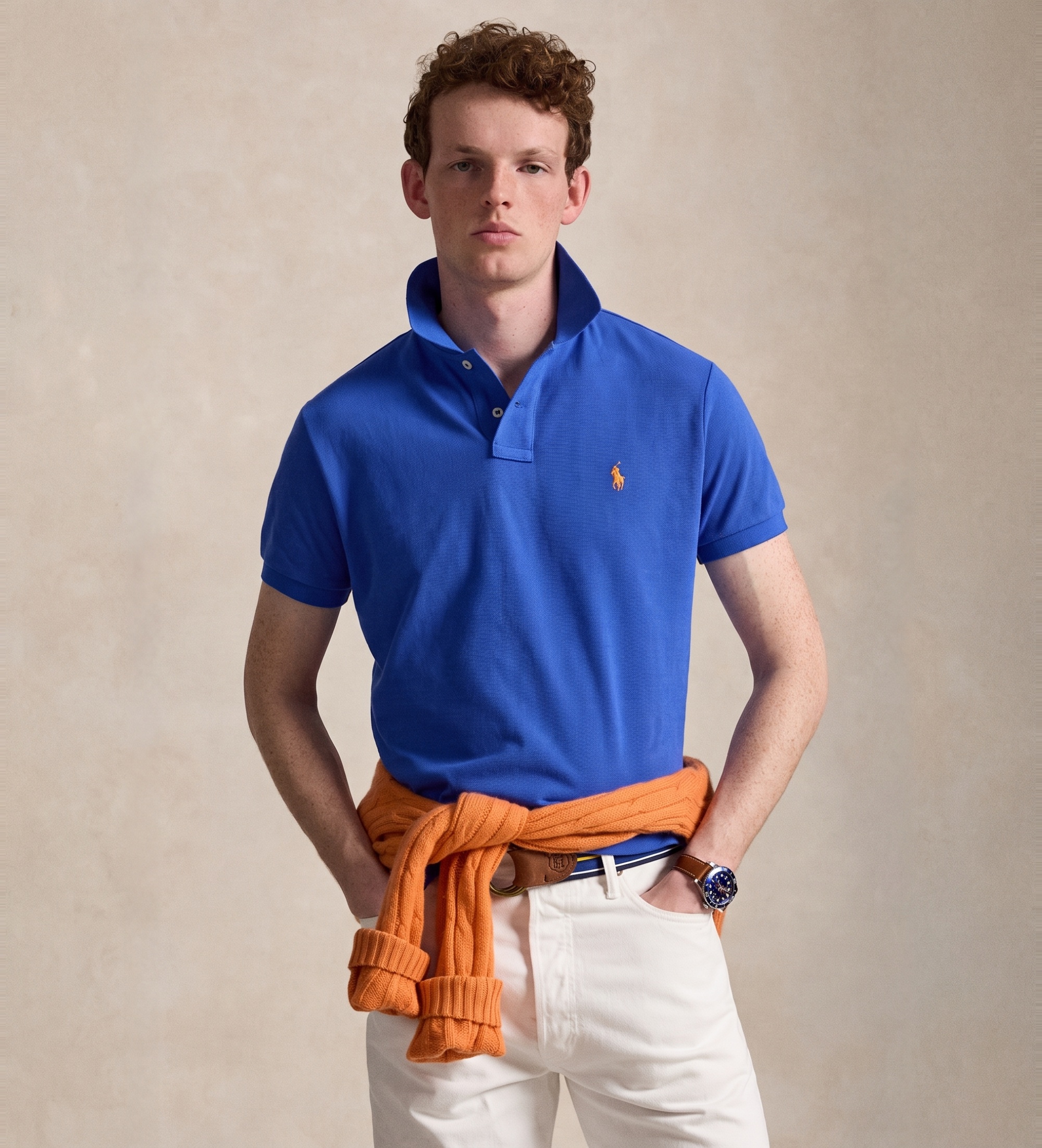 Polo Ralph Lauren für Herren. 710782592011 Das ikonische Custom Slim Fit Poloshirt aus Piqué in Blau (S), Lässig, Baumwolle, Kurzarm