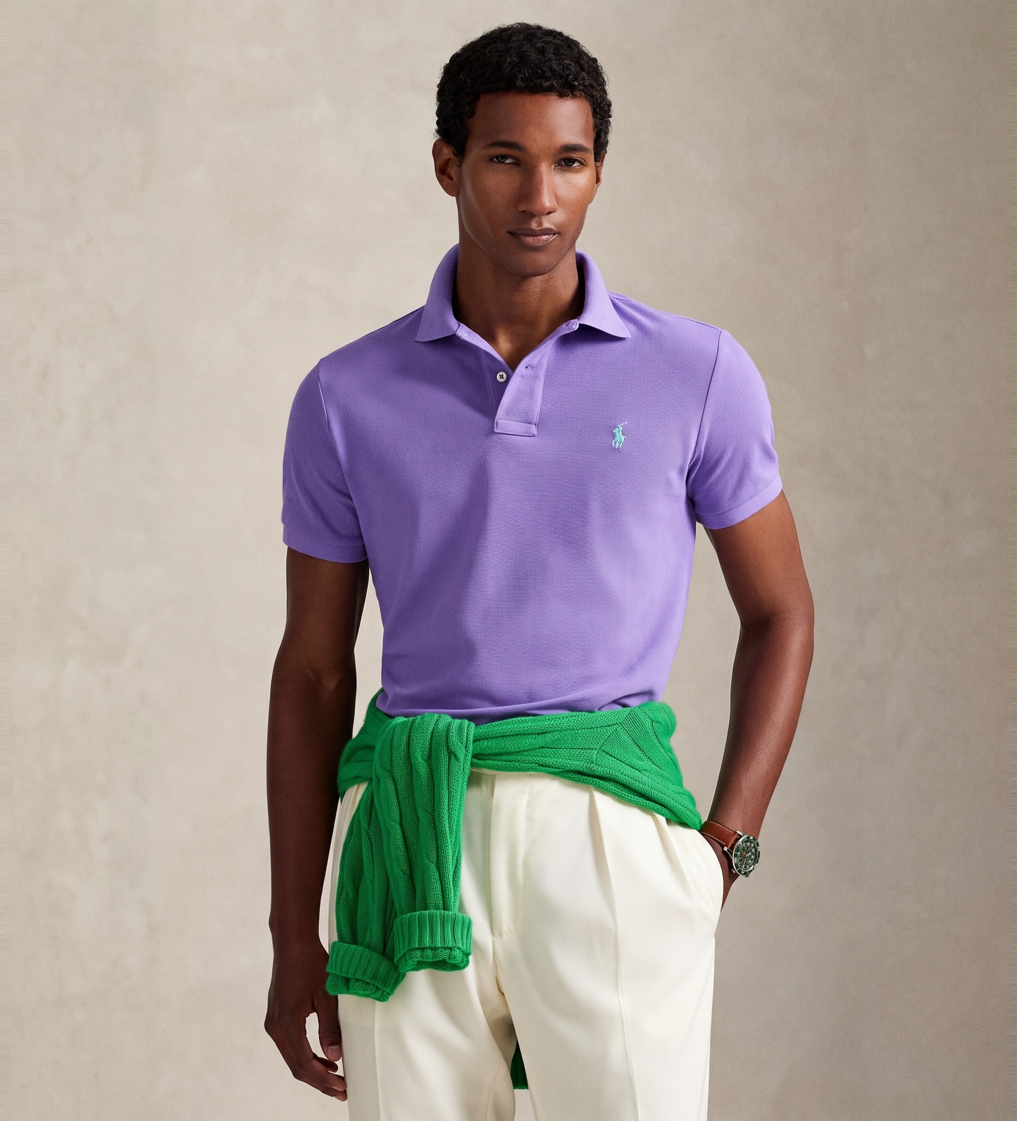 Polo Ralph Lauren für Herren. 710782592028 Das legendäre lila Custom Slim Fit Poloshirt aus Piqué-Stoff (XL), Lässig, Flieder, Baumwolle, Ku