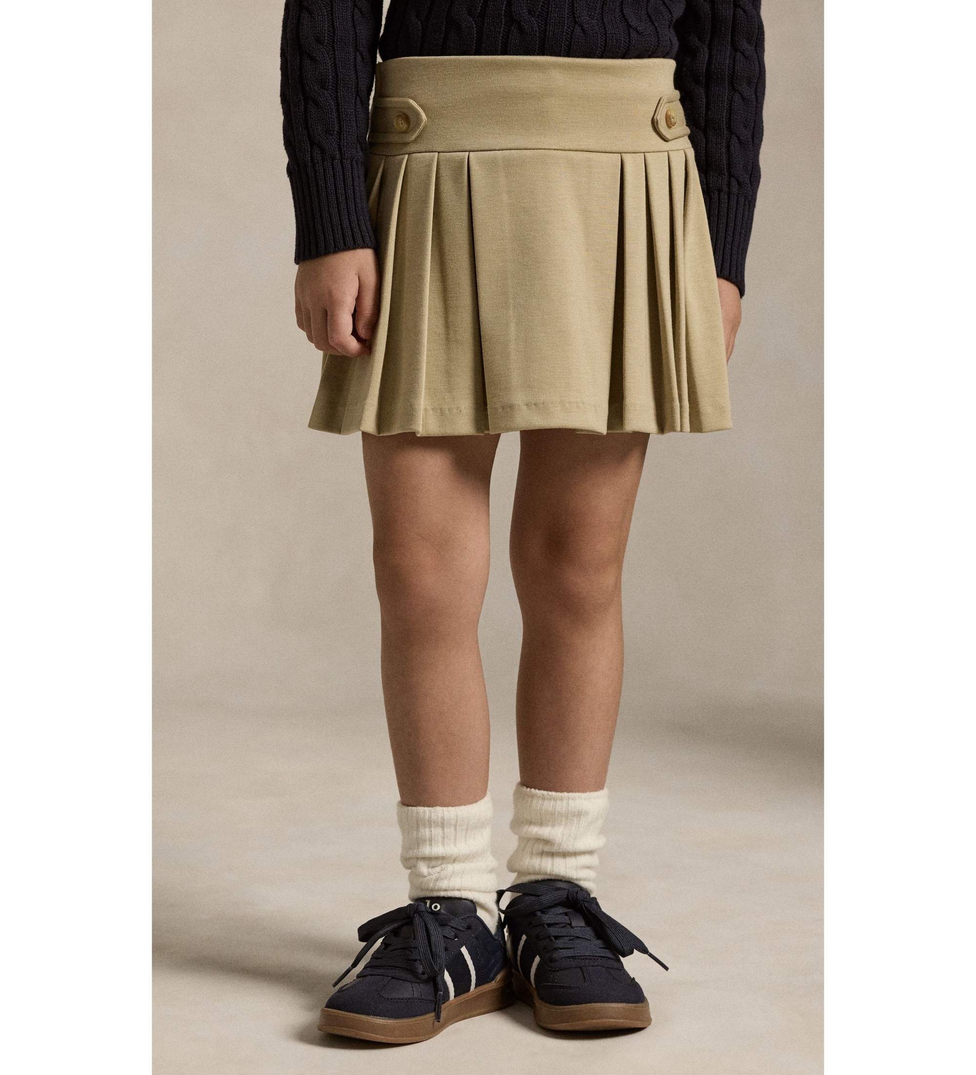 Polo Ralph Lauren für Mädchen. 312749584002 Beige plissierte Hosenrock aus Ponte (5años= 109/116cm), Lässig, Polyester, Kinderbekleidung