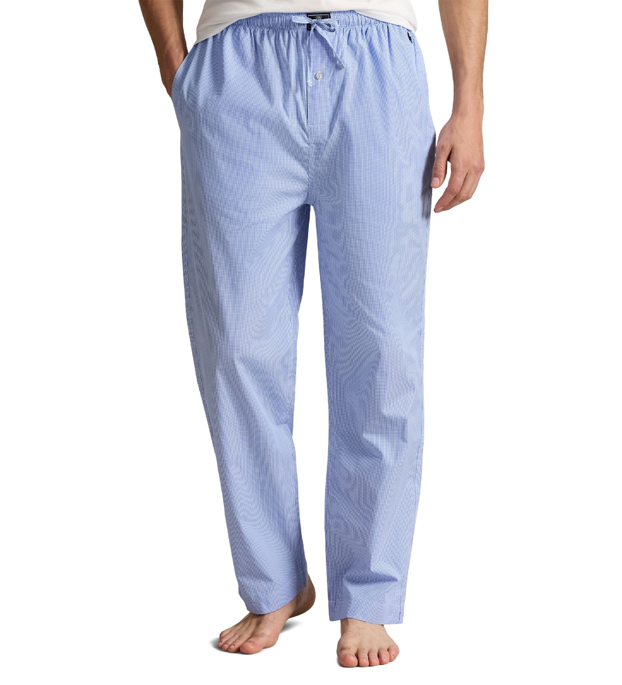 Polo Ralph Lauren für Herren. 714520697001 Pyjamahose aus Baumwolle mit blauem Vichy-Karomuster (L), Heimtextilien