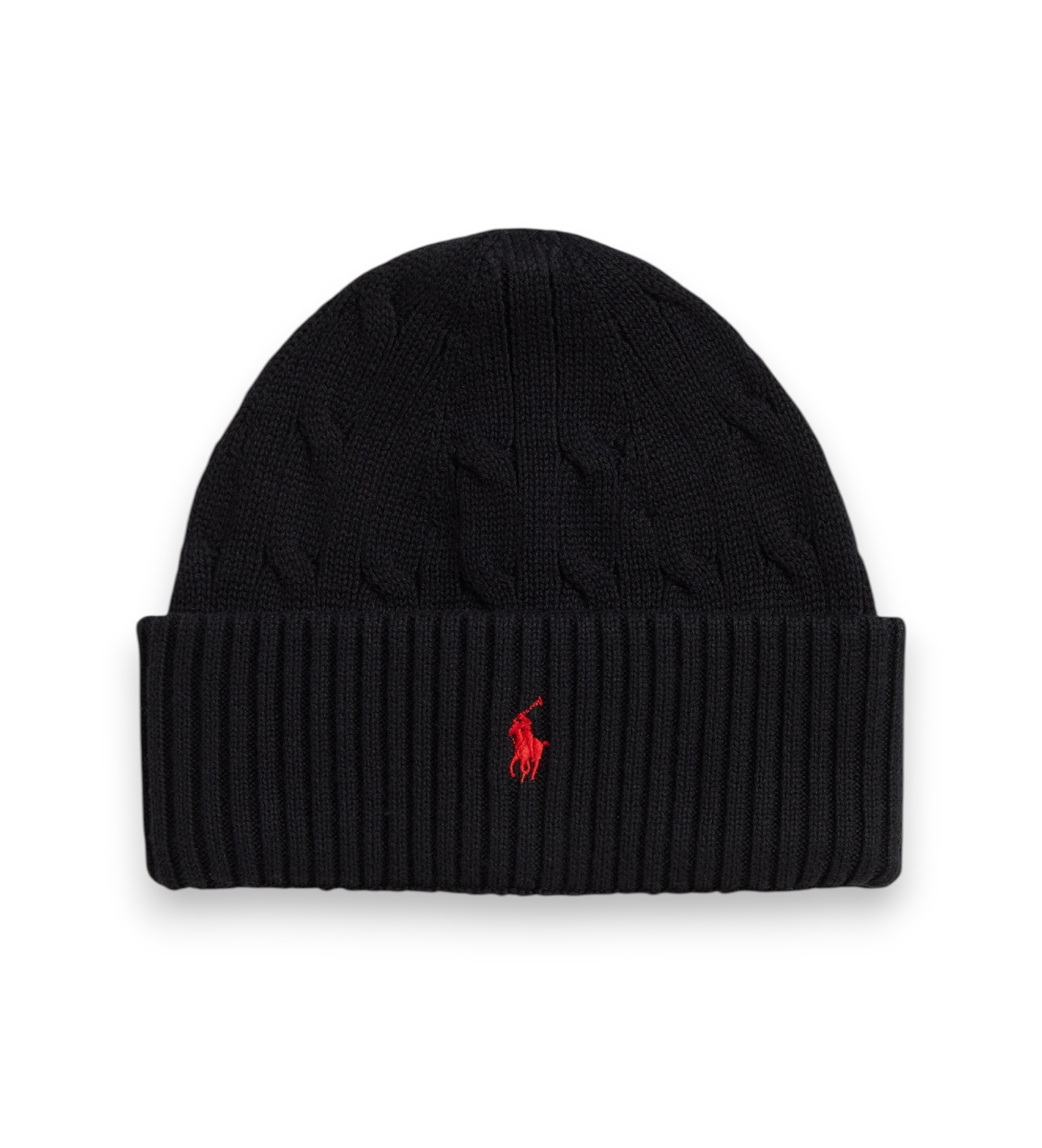 Polo Ralph Lauren Unisex. 323980663003 Baumwollmütze mit schwarzem Zopfstrickmuster (S/M), Lässig, Baumwolle