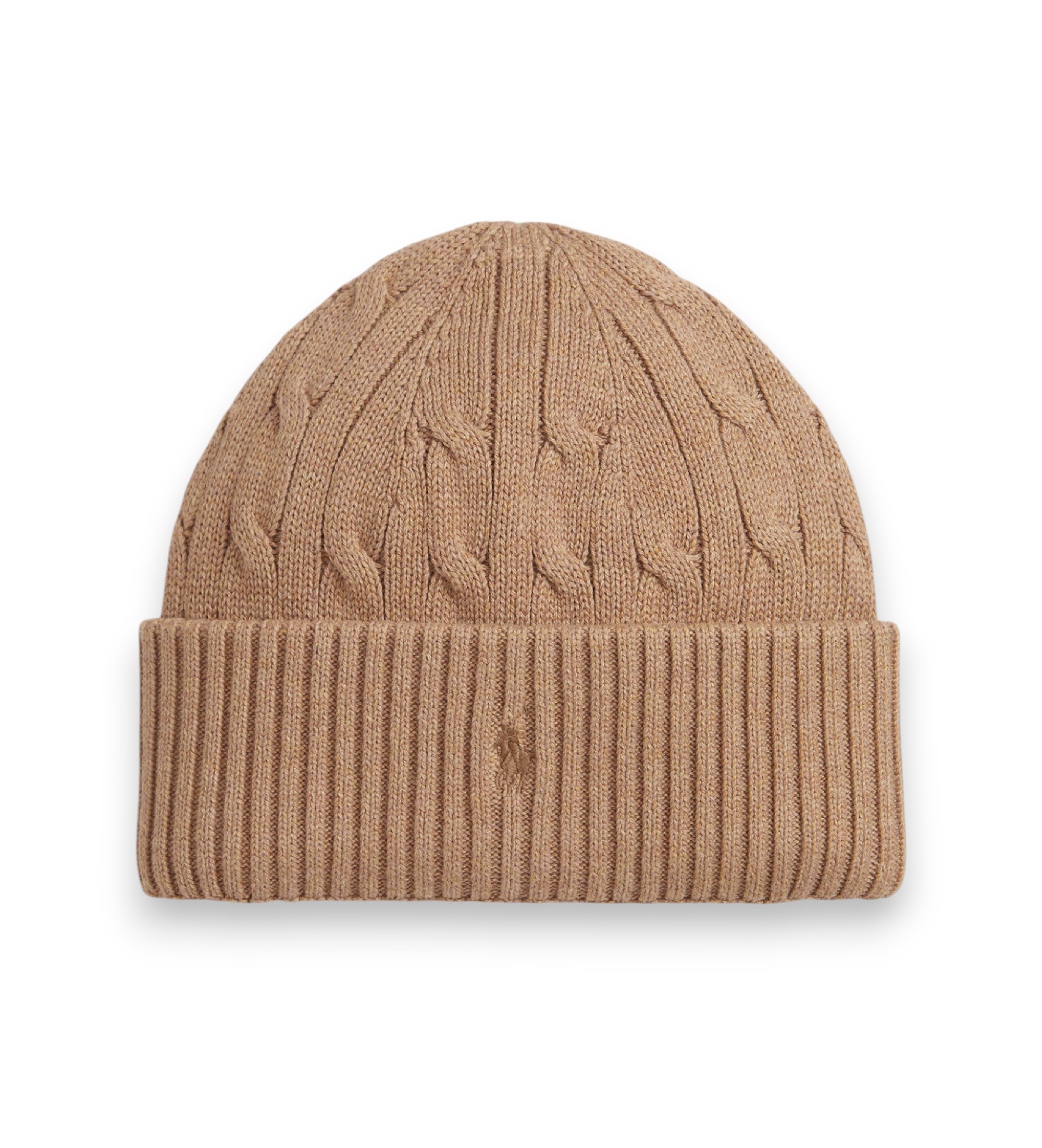 Polo Ralph Lauren Unisex. 323980663008 Mütze aus Baumwolle mit braunem Zopfmuster (S/M), Beige, Lässig