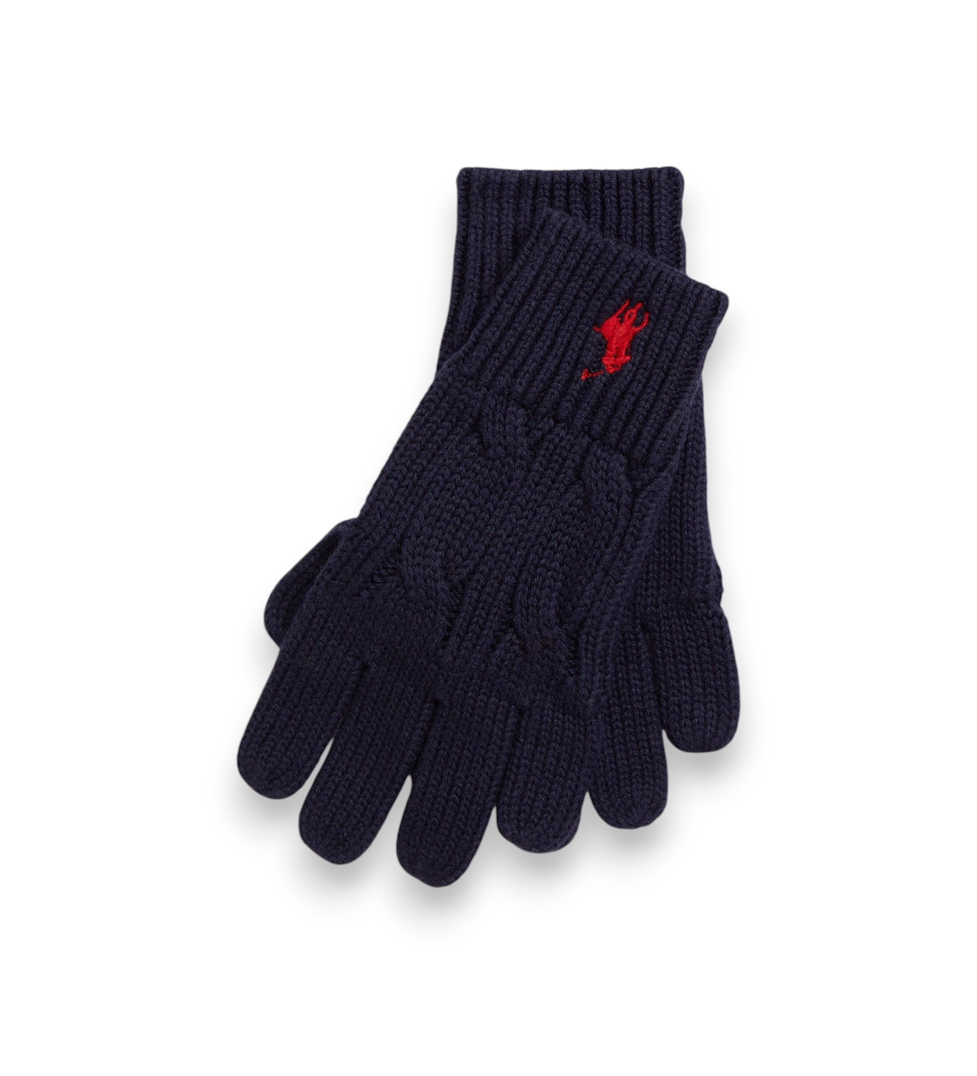 Polo Ralph Lauren Unisex. 323P00672001 Handschuhe aus Baumwolle mit Zopfmuster in Marineblau (S/M), Lässig
