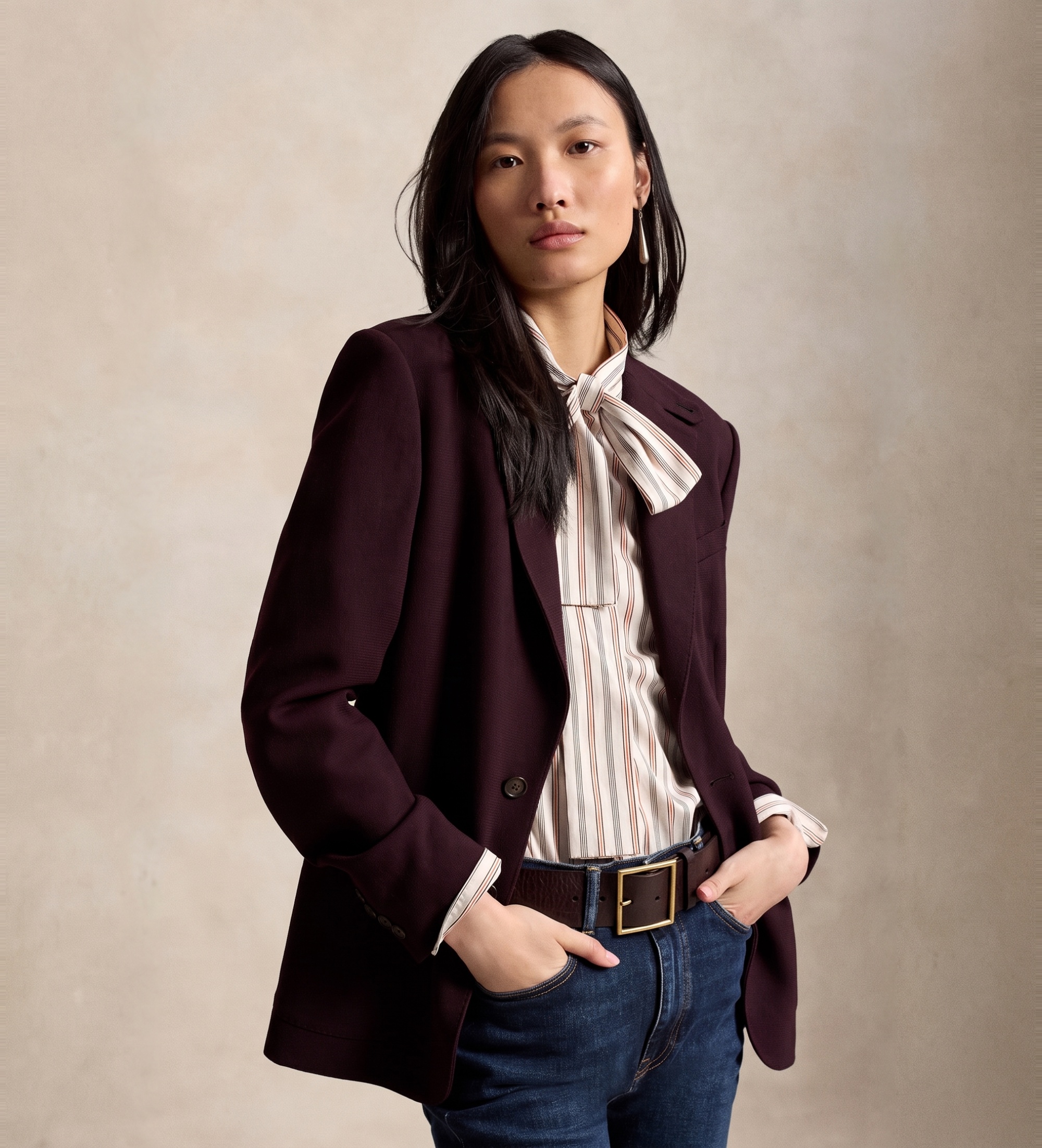 Polo Ralph Lauren für Damen. 211B17223001 Lila Blazer aus Wollkrepp (42), Lässig, Flieder, Wolle, Klassisch