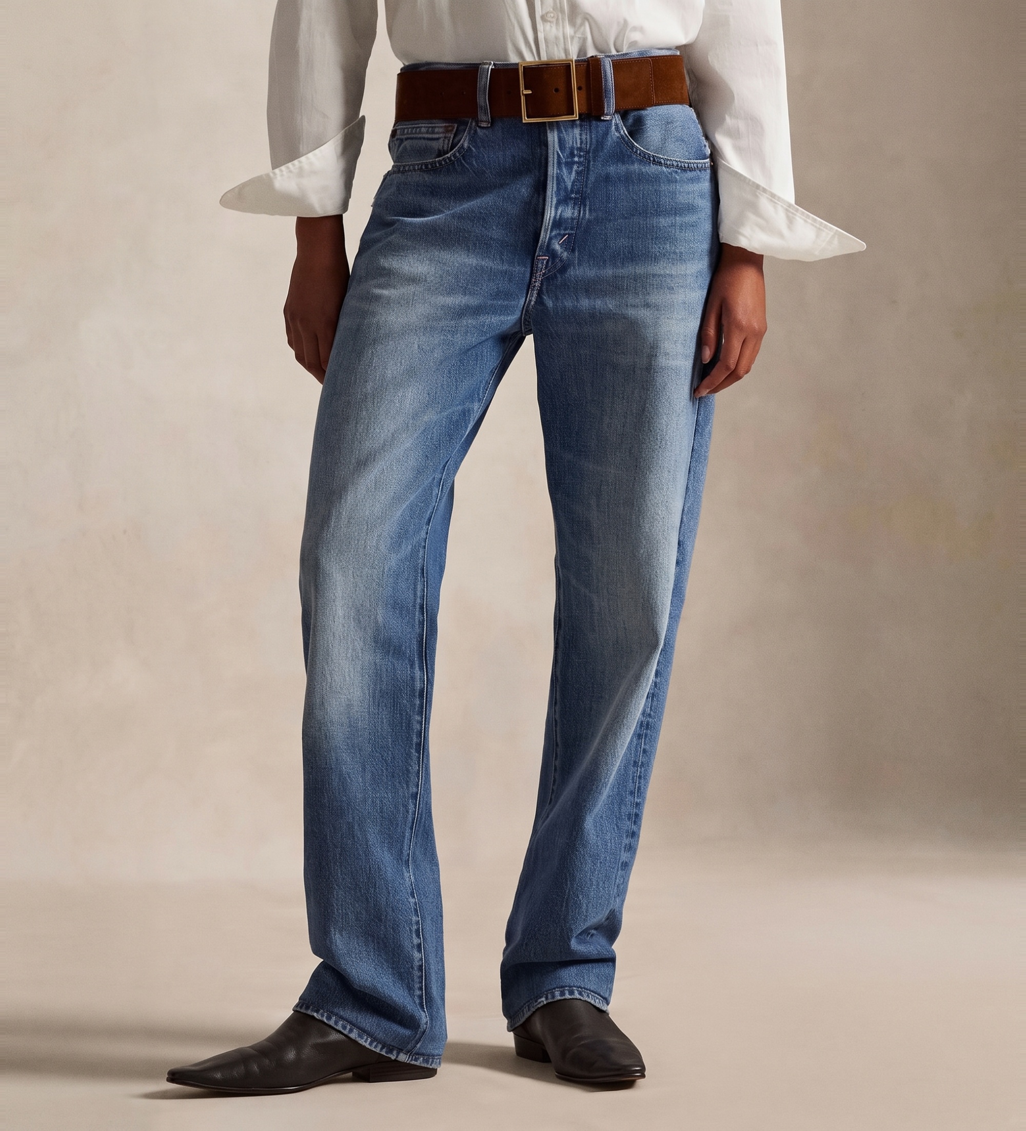 Polo Ralph Lauren für Damen. 211969410001 Relaxed Straight Fit Jeans mit hohem Bund blau (28/32), Lässig, Baumwolle, Denim