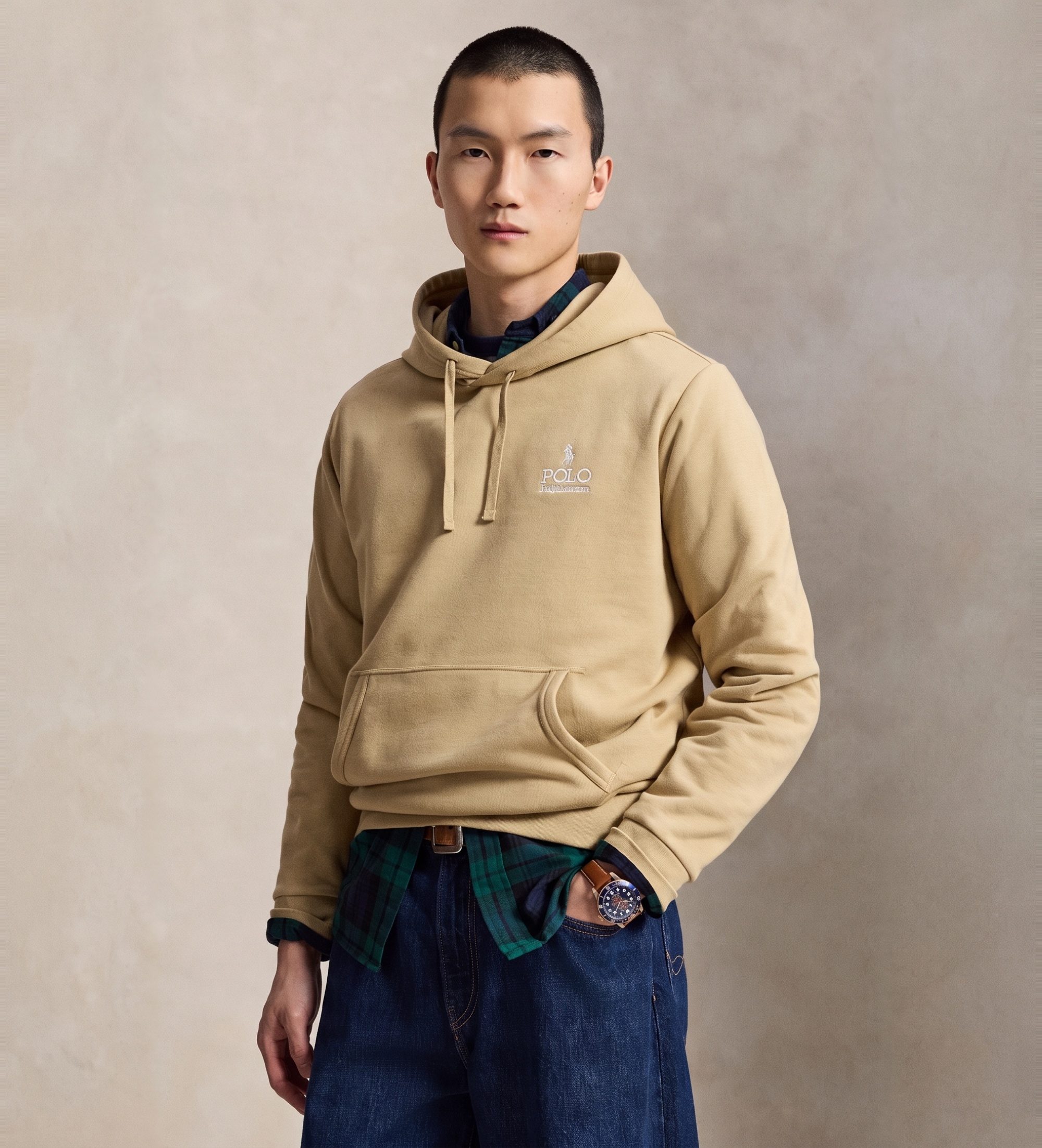 Polo Ralph Lauren für Herren. 710B14661005 Beiges Casual-Sweatshirt (S), Lässig, Baumwolle