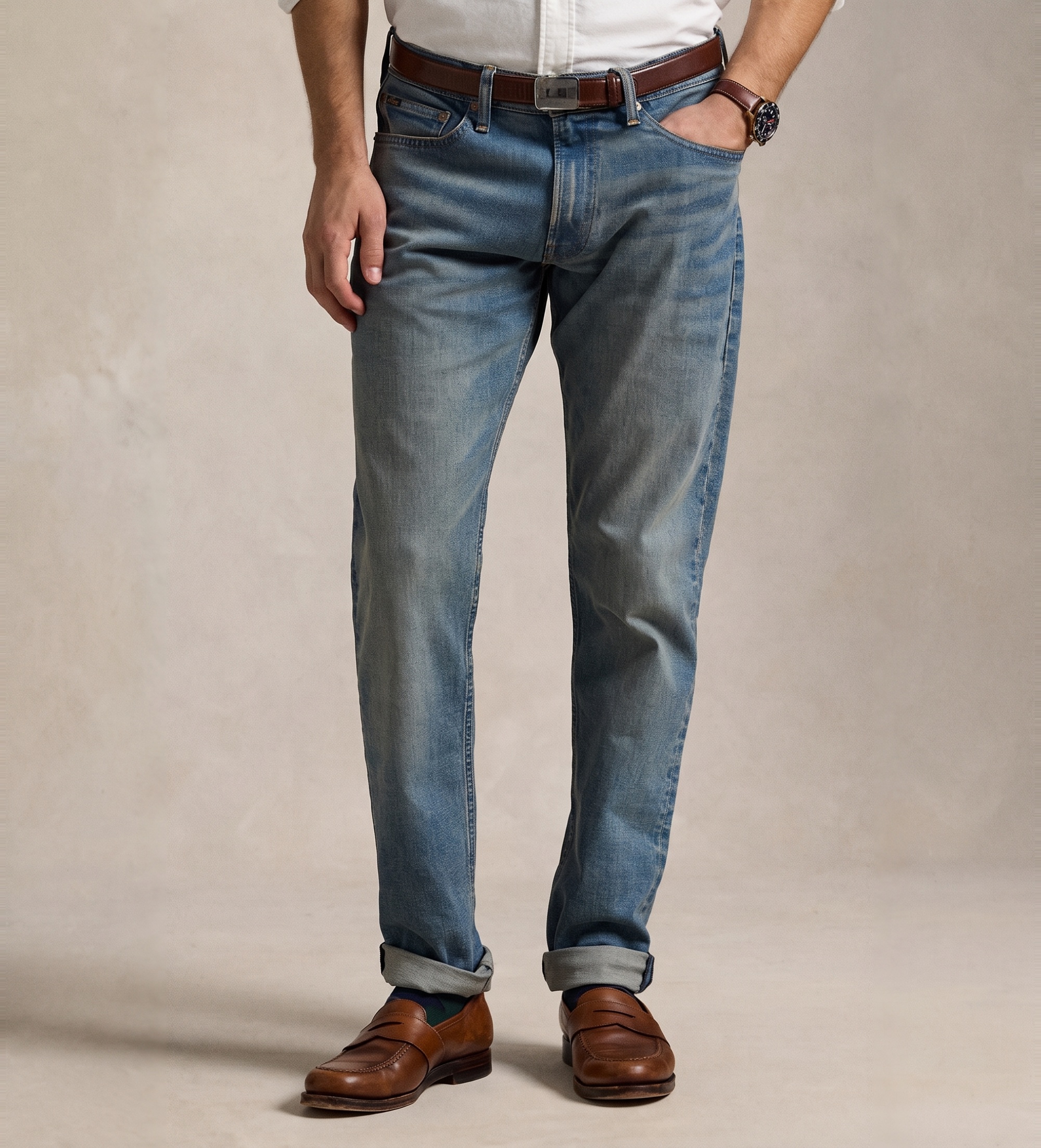 Polo Ralph Lauren für Herren. 710956089001 Parkside Active Taper elastische Jeans blau (38/34), Lässig, Baumwolle