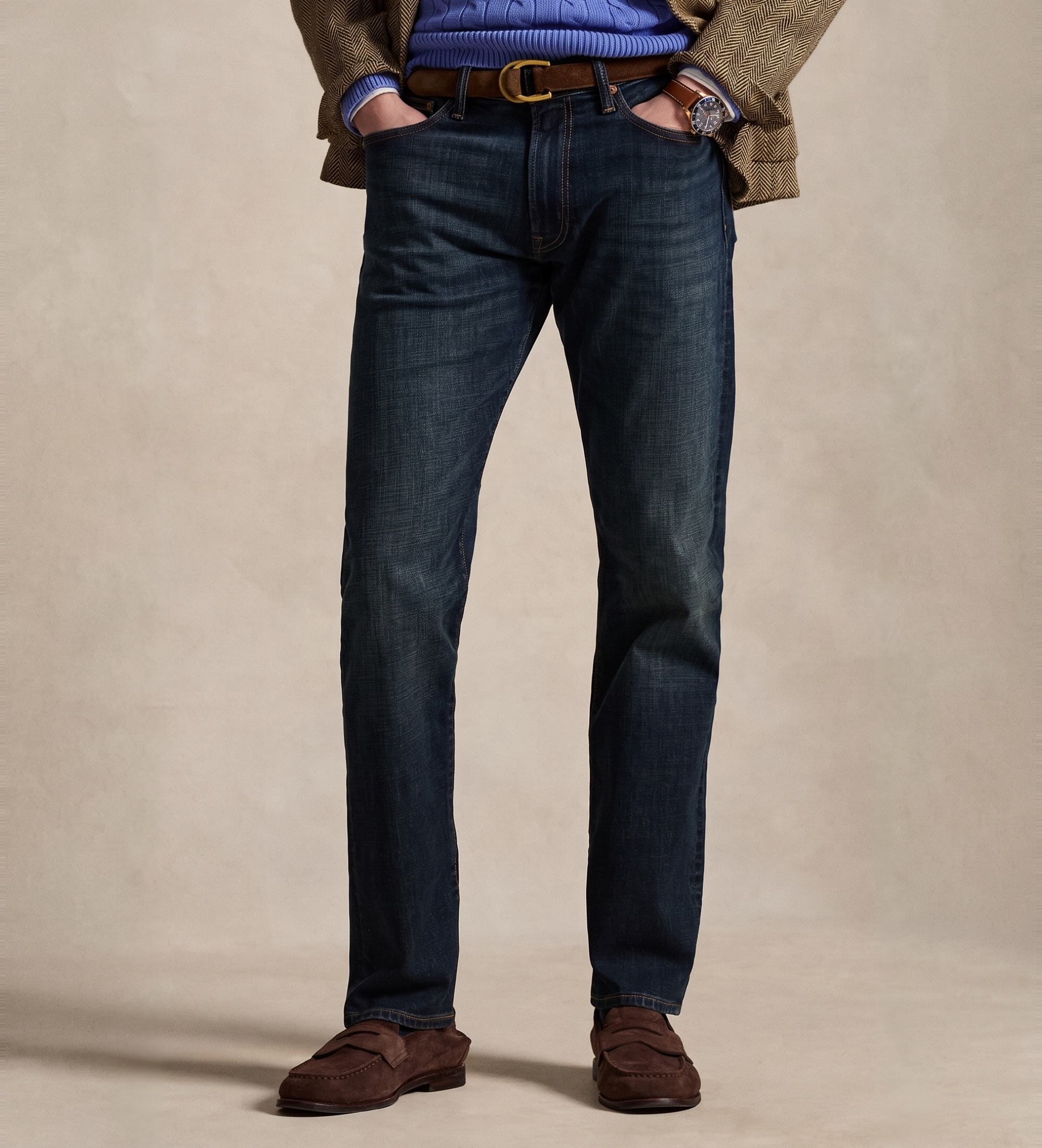 Polo Ralph Lauren für Herren. 710982494001 Jeans Hampton Stretch Straight Fit blau (34/32), Lässig, Baumwolle, Denim