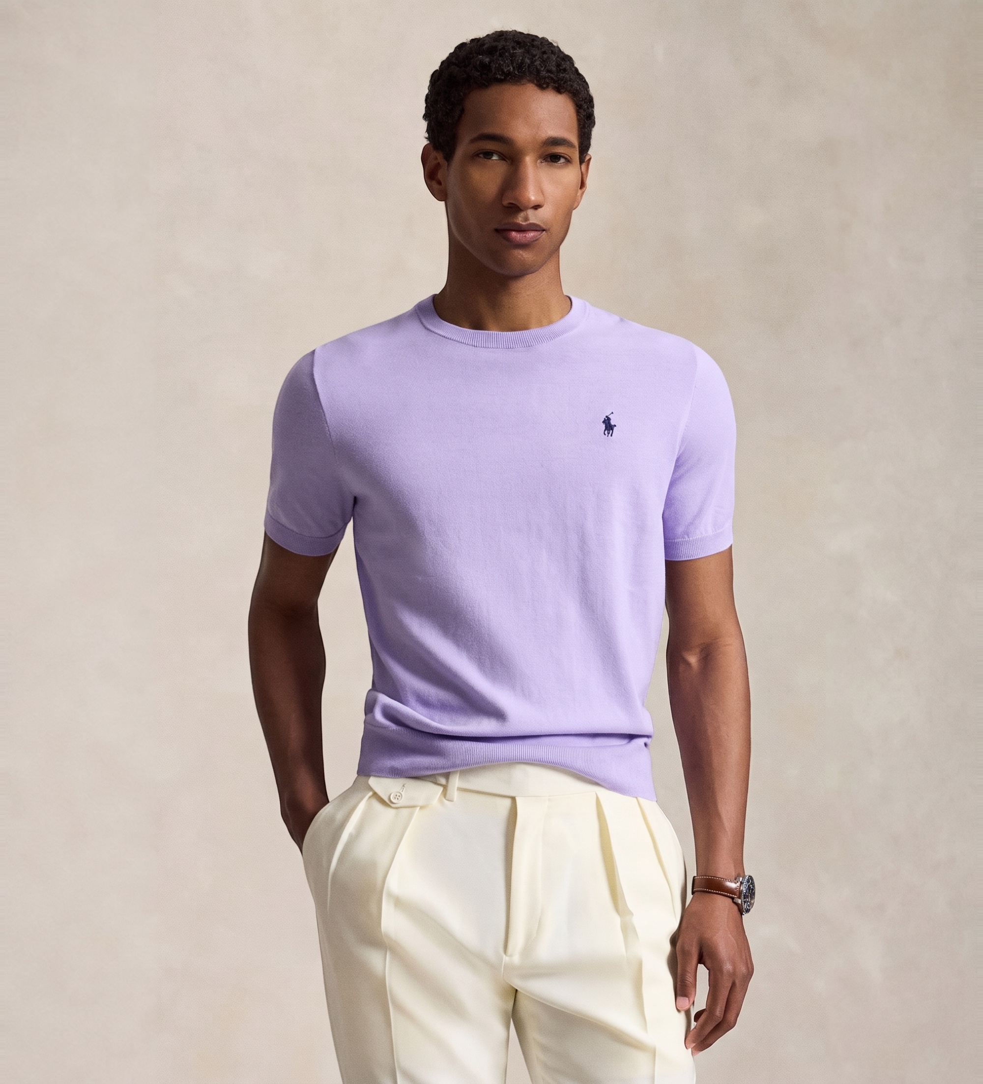 Polo Ralph Lauren für Herren. 710980681502 Kurzärmeliges Baumwoll-T-Shirt lila (S), Lässig, Flieder, Baumwolle, Kurzarm
