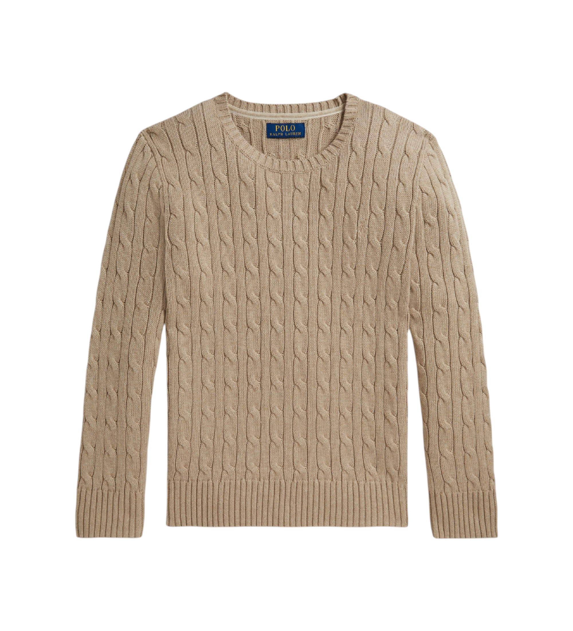 Polo Ralph Lauren für Jungen. 323702674513 Beigefarbener Pullover aus Baumwolle mit Zopfmuster ((S) 6/7Años= 136/138cm), Lässig, Langarm, Ki