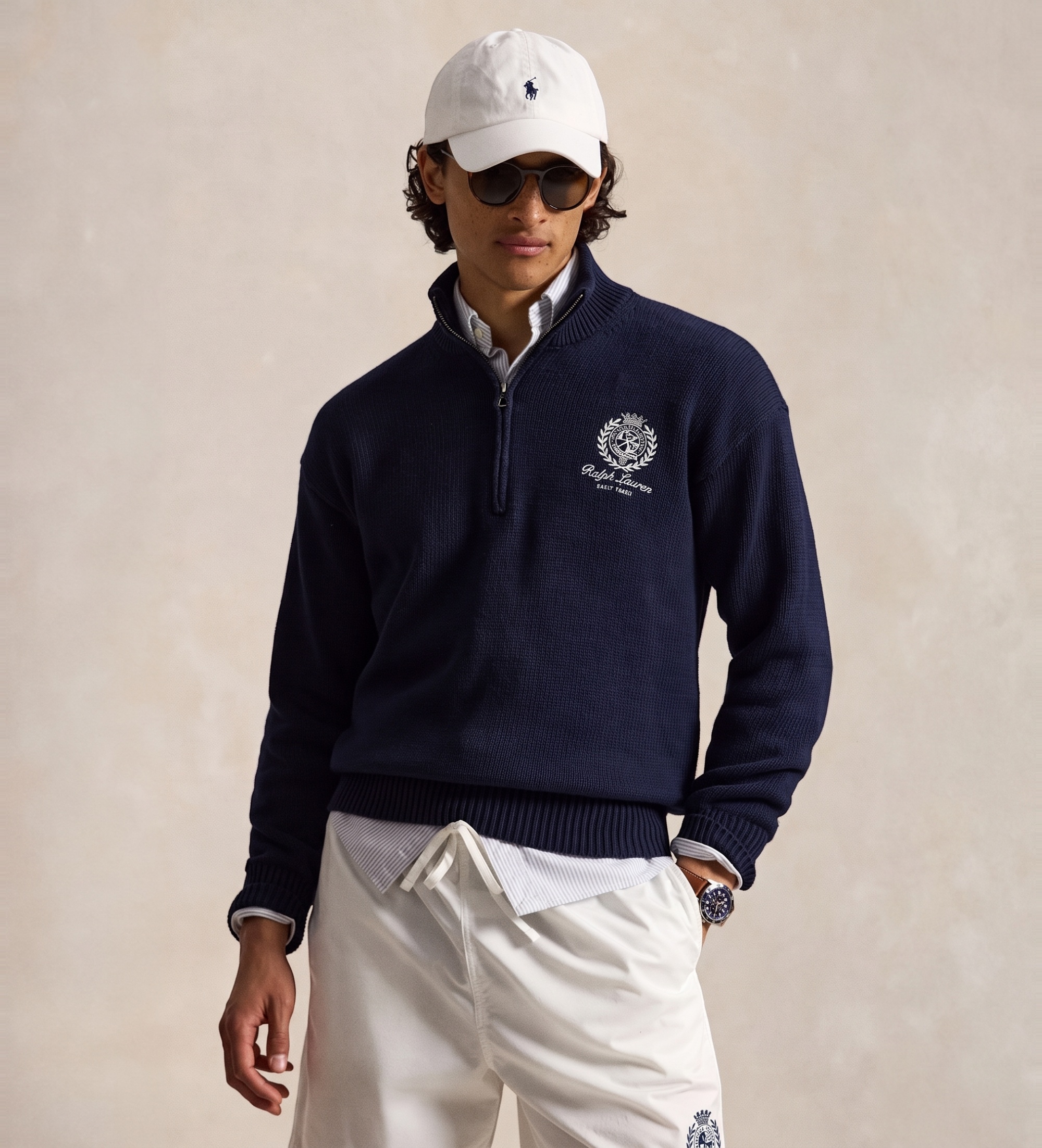 Polo Ralph Lauren für Herren. 710B18061001 Relaxed Fit Pullover aus Baumwolle in Marineblau (M), Lässig, Langarm