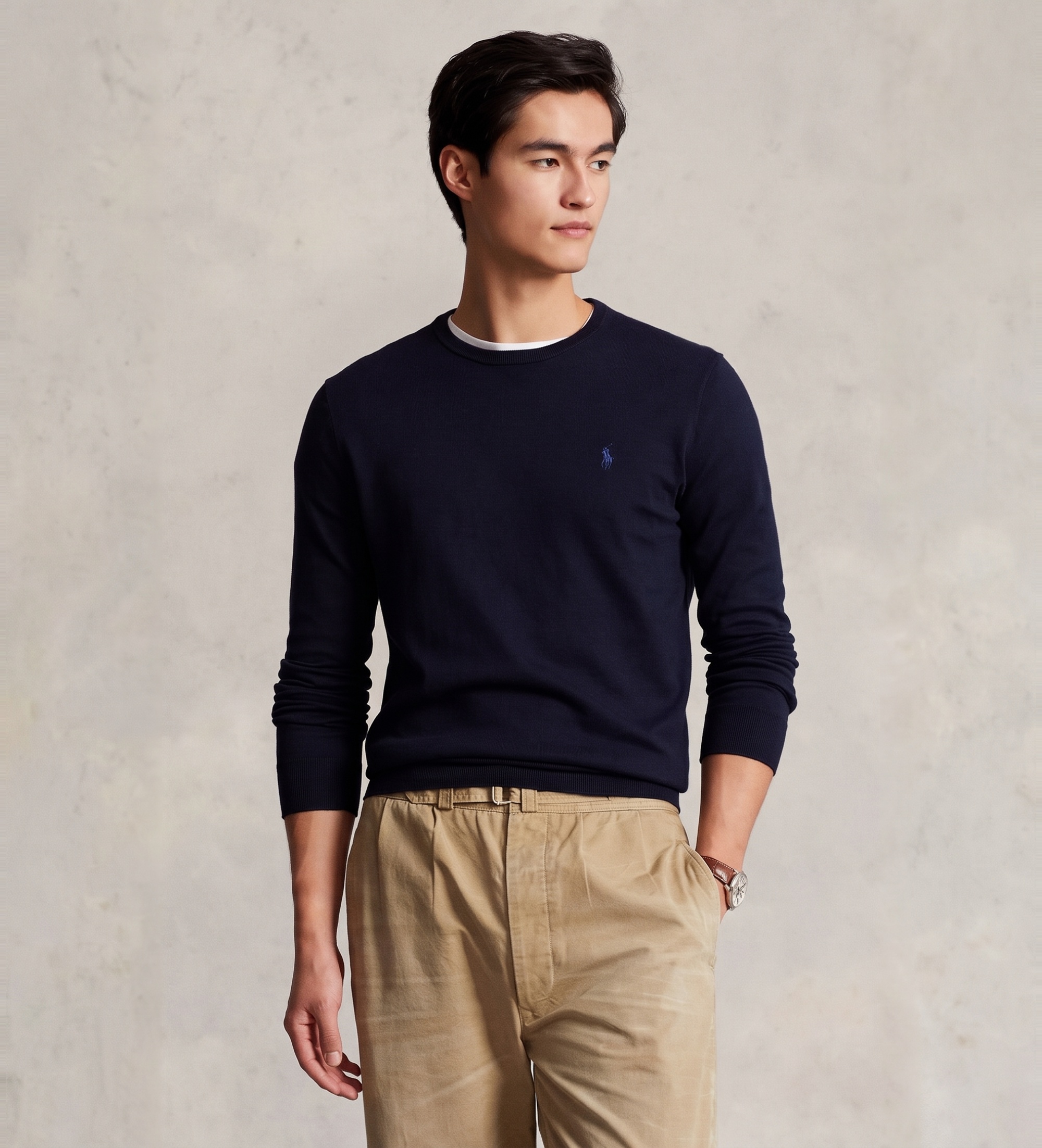 Polo Ralph Lauren für Herren. 710684957001 Schmal geschnittener Baumwolljersey navy (XS), Lässig, Baumwolle, Klassisch, Marine