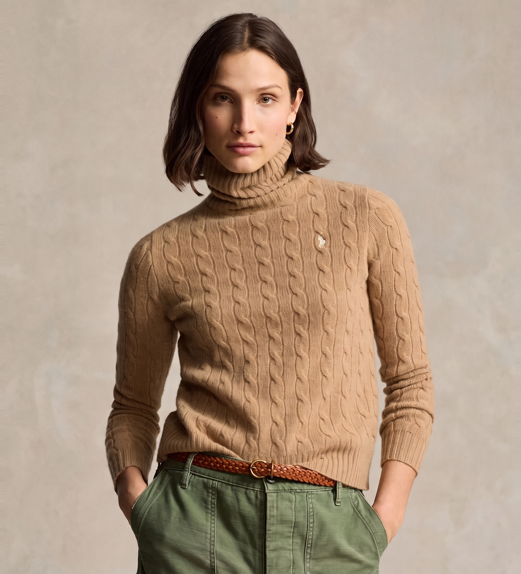 Polo Ralph Lauren für Damen. 211888686006 Pullover aus Kaschmir und Wolle in Beige (S), Lässig, Langarm