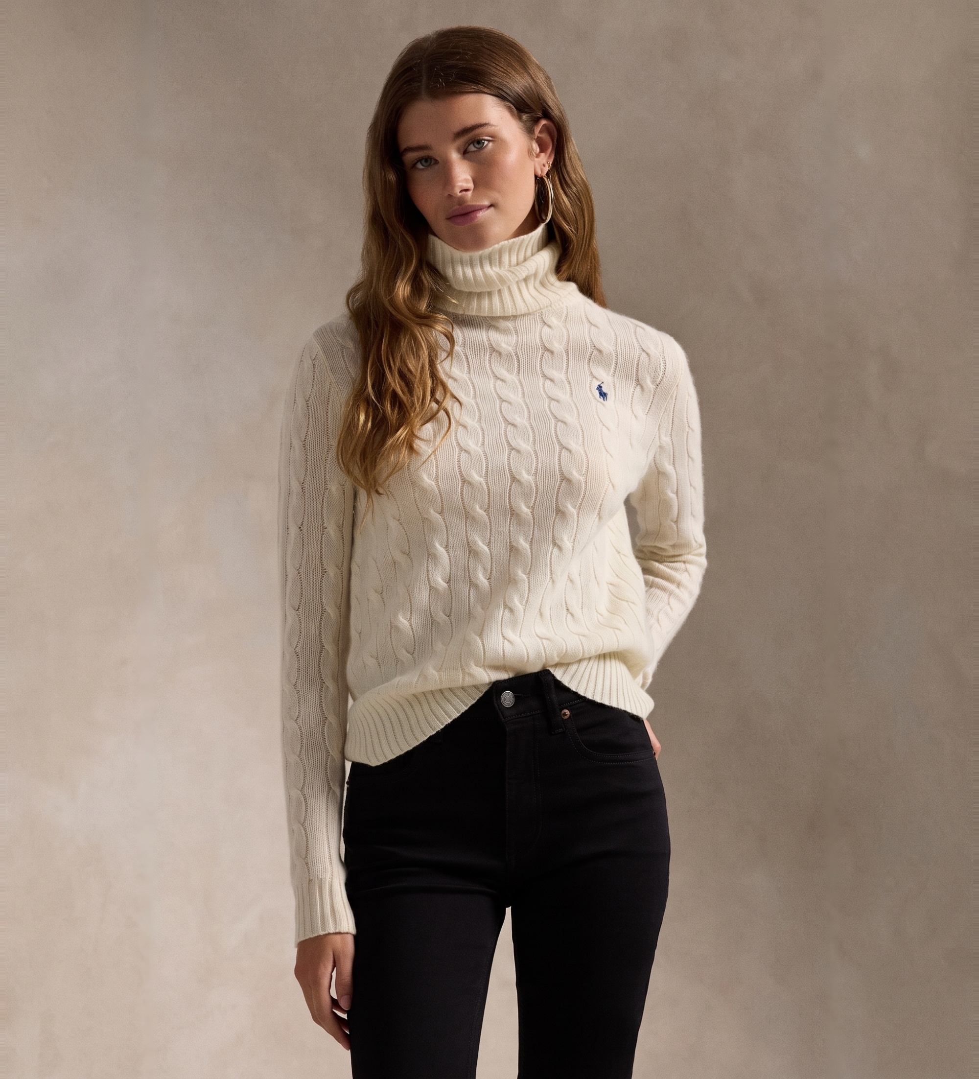 Polo Ralph Lauren für Damen. 211888686012 Pullover aus Kaschmir und Wolle in Cremeweiß (XXS), Lässig, Langarm
