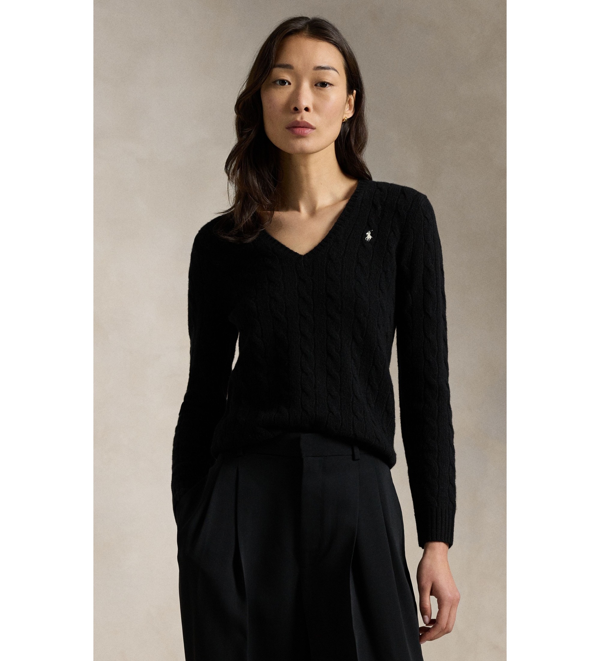 Polo Ralph Lauren für Damen. 211971866005 Pullover aus Kaschmir und Wolle (S), Schwarz, Lässig, Langarm