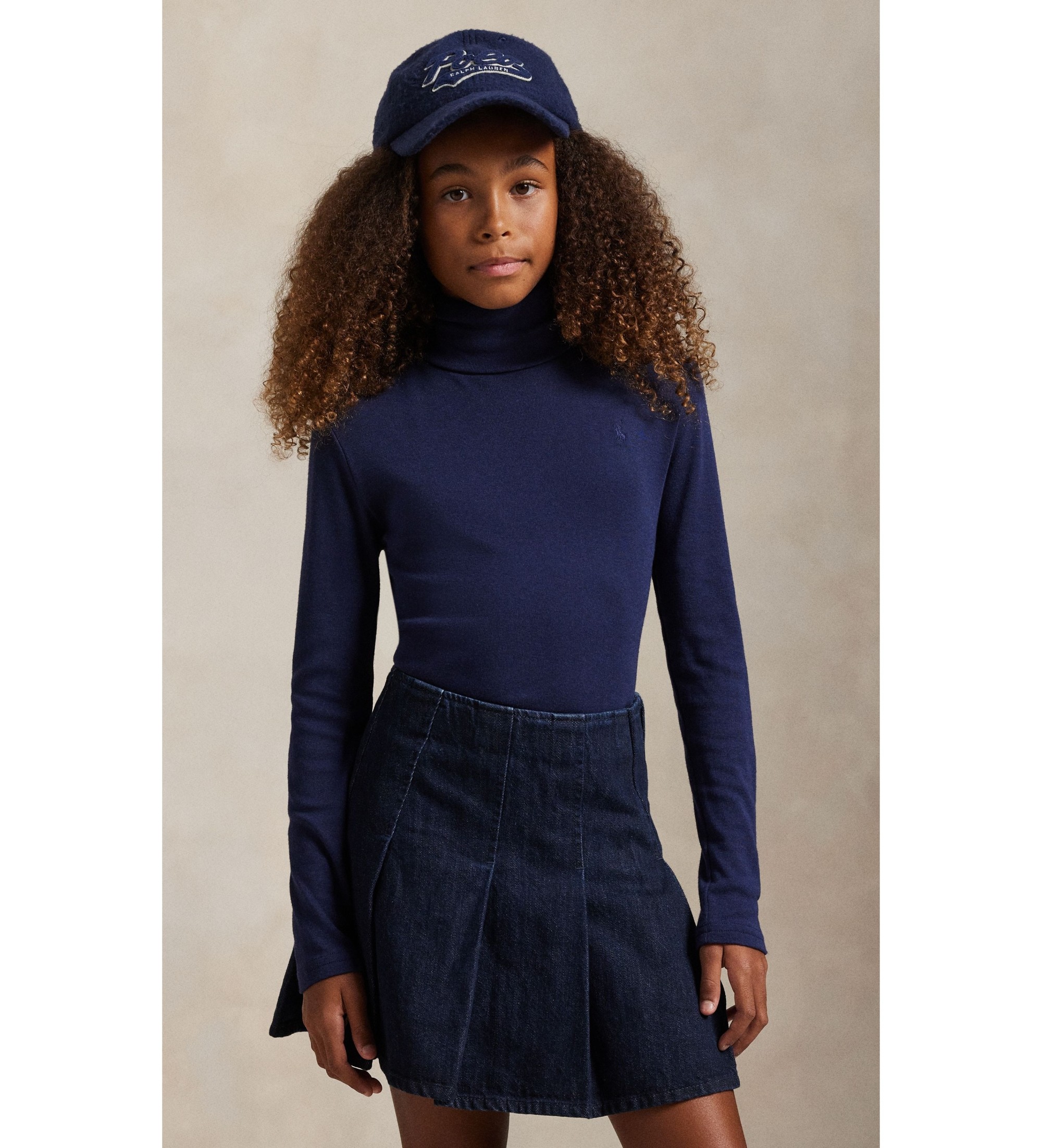 Polo Ralph Lauren für Mädchen. 313850670012 Rollkragenpullover mit Baumwolle marineblau ((XL) 12/14años= 155/159cm), Lässig, Langarm, Kinder