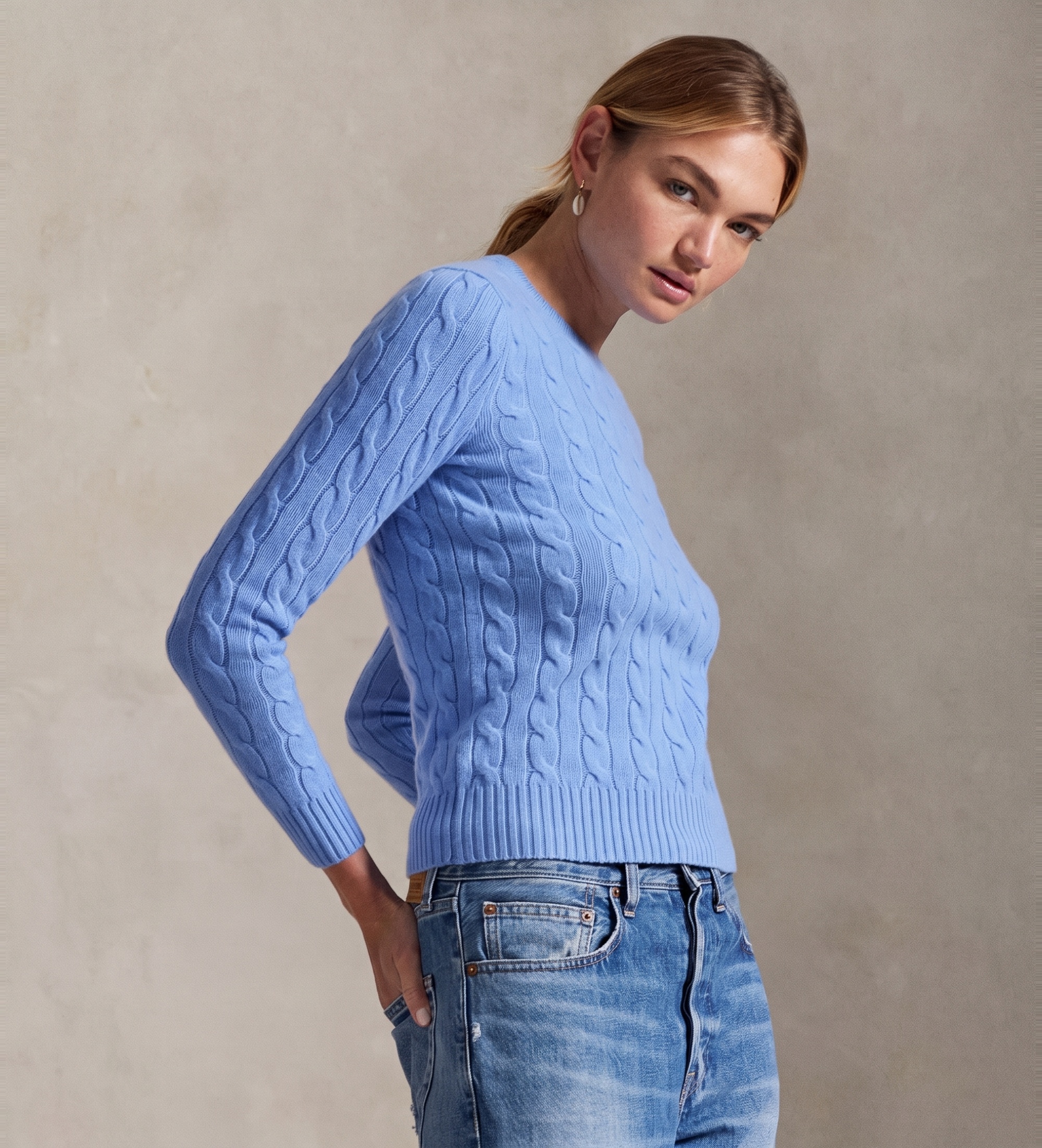 Polo Ralph Lauren für Damen. 211971865004 Pullover aus Wolle und Kaschmir in Blau (XS), Lässig, Langarm