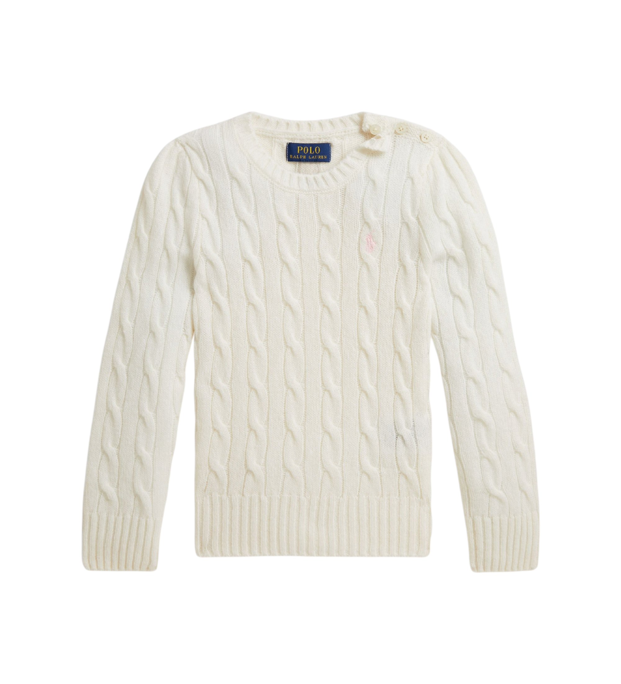 Polo Ralph Lauren für Mädchen. 312877375009 Pullover aus Wolle und Kaschmir in Gebrochenes Weiß (1.5/2años= 88/93cm), Lässig, Langarm, Kinde