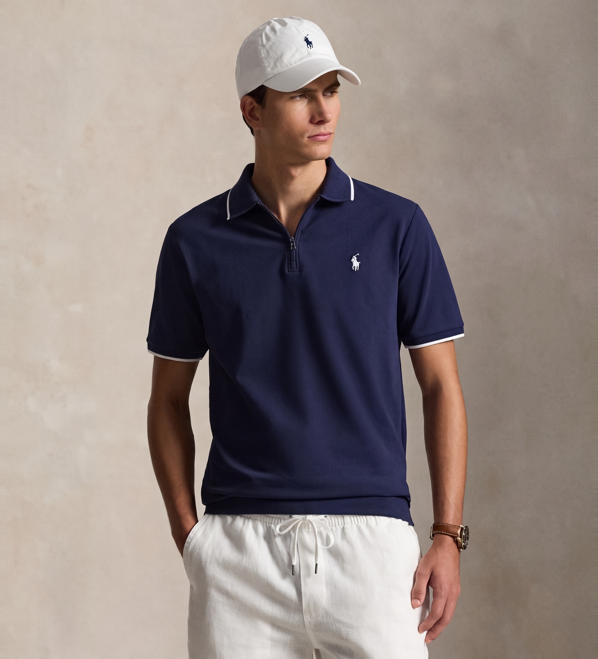 Polo Ralph Lauren für Herren. 710B19737003 Bedrucktes Poloshirt mit kurzen Ärmeln marineblau (L), Lässig, Baumwolle, Kurzarm