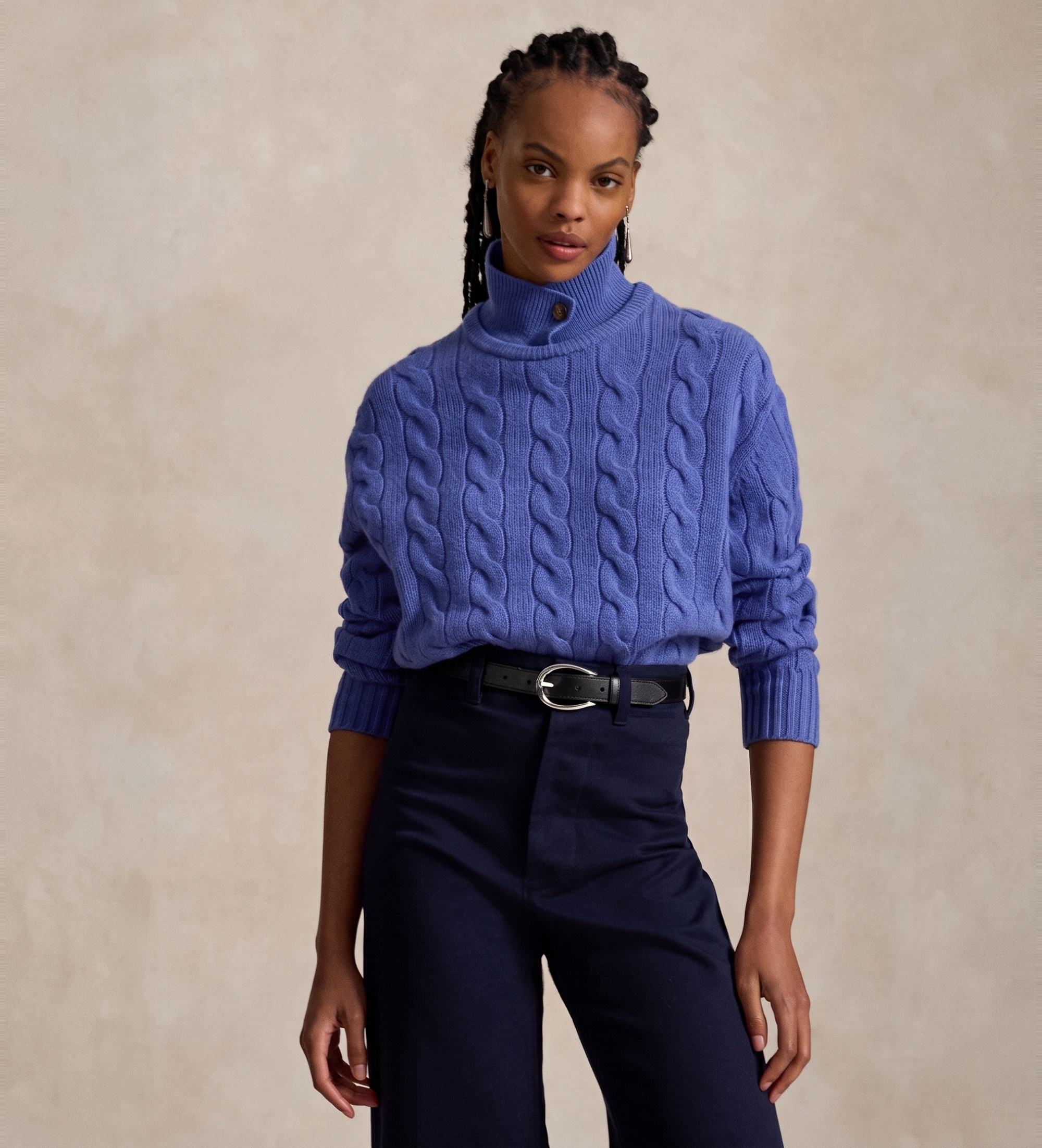 Polo Ralph Lauren für Damen. 211972129501 Poloshirt aus Wolle und Kaschmir in Blau (XL), Lässig, Langarm