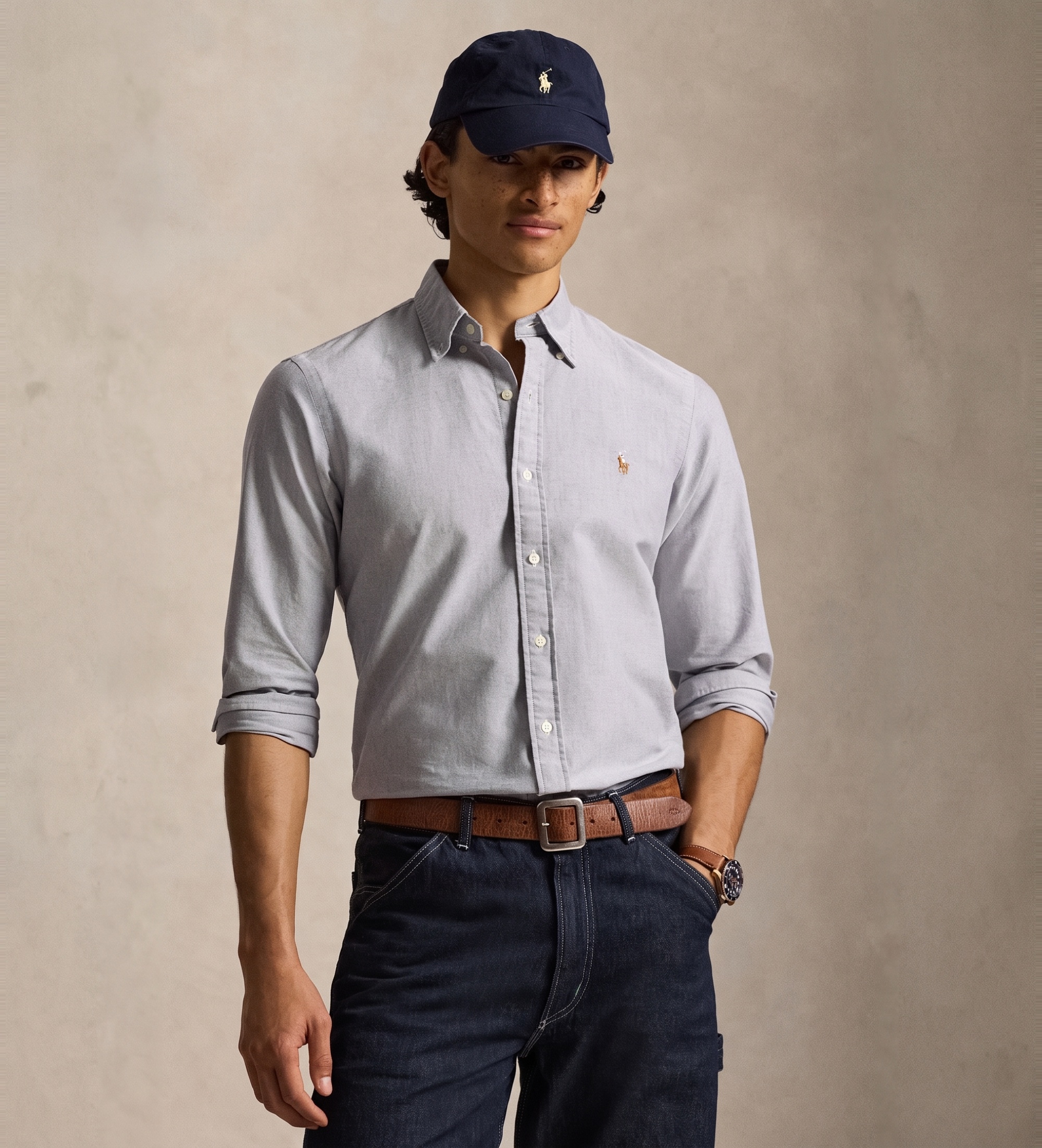 Polo Ralph Lauren für Herren. 710805562500 Das ikonische blaue Oxford-Hemd (S), Lässig, Baumwolle, Langarm