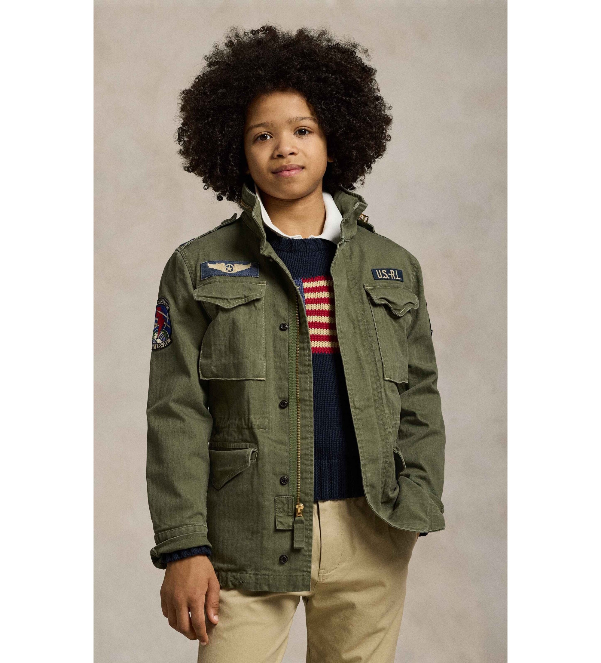 Polo Ralph Lauren für Jungen. 323965378001 Ikonische grüne Feldjacke (10/12años= 150/161 cm), Baumwolle, Draußen, Kinderbekleidung