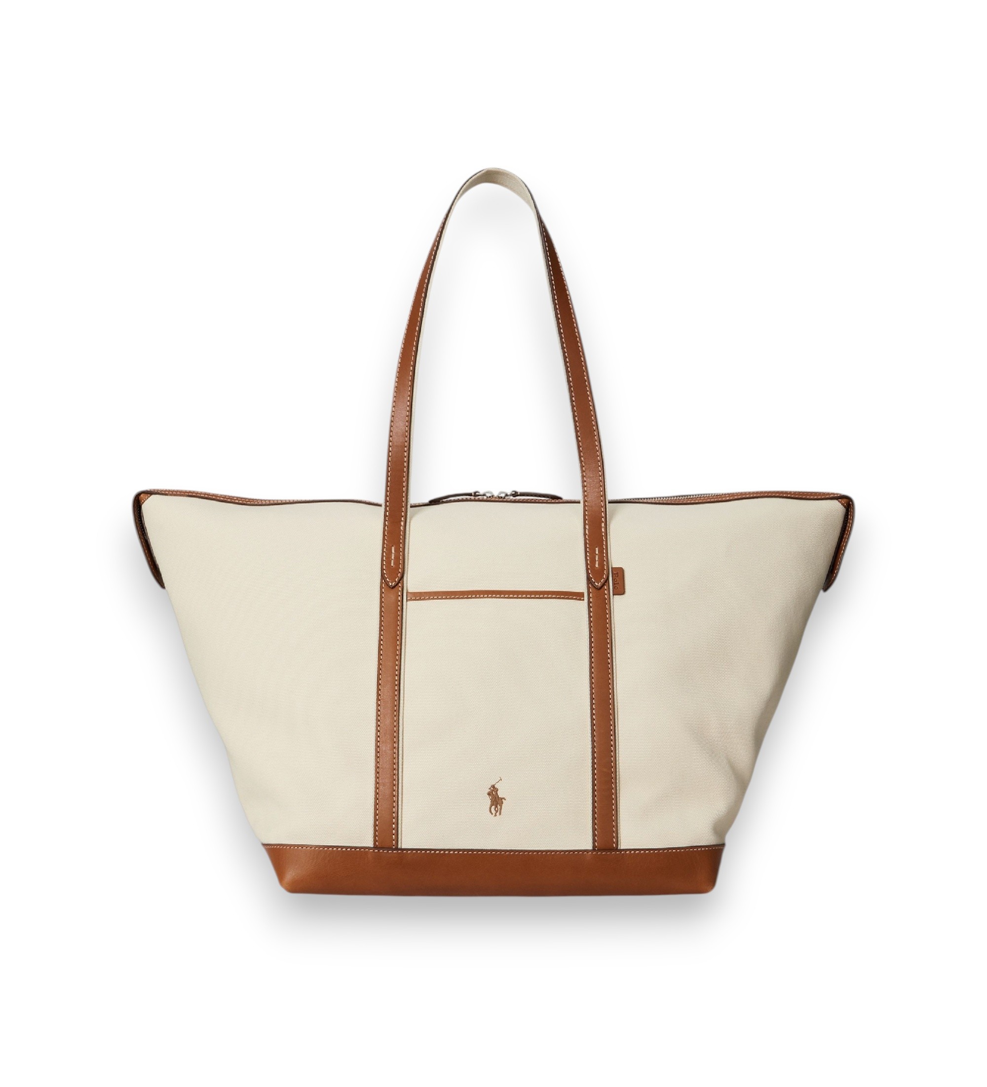 Polo Ralph Lauren für Damen. 428973072001 Große Shopper-Tasche aus beigem, braunem Canvas (OSFA), Lässig, Baumwolle