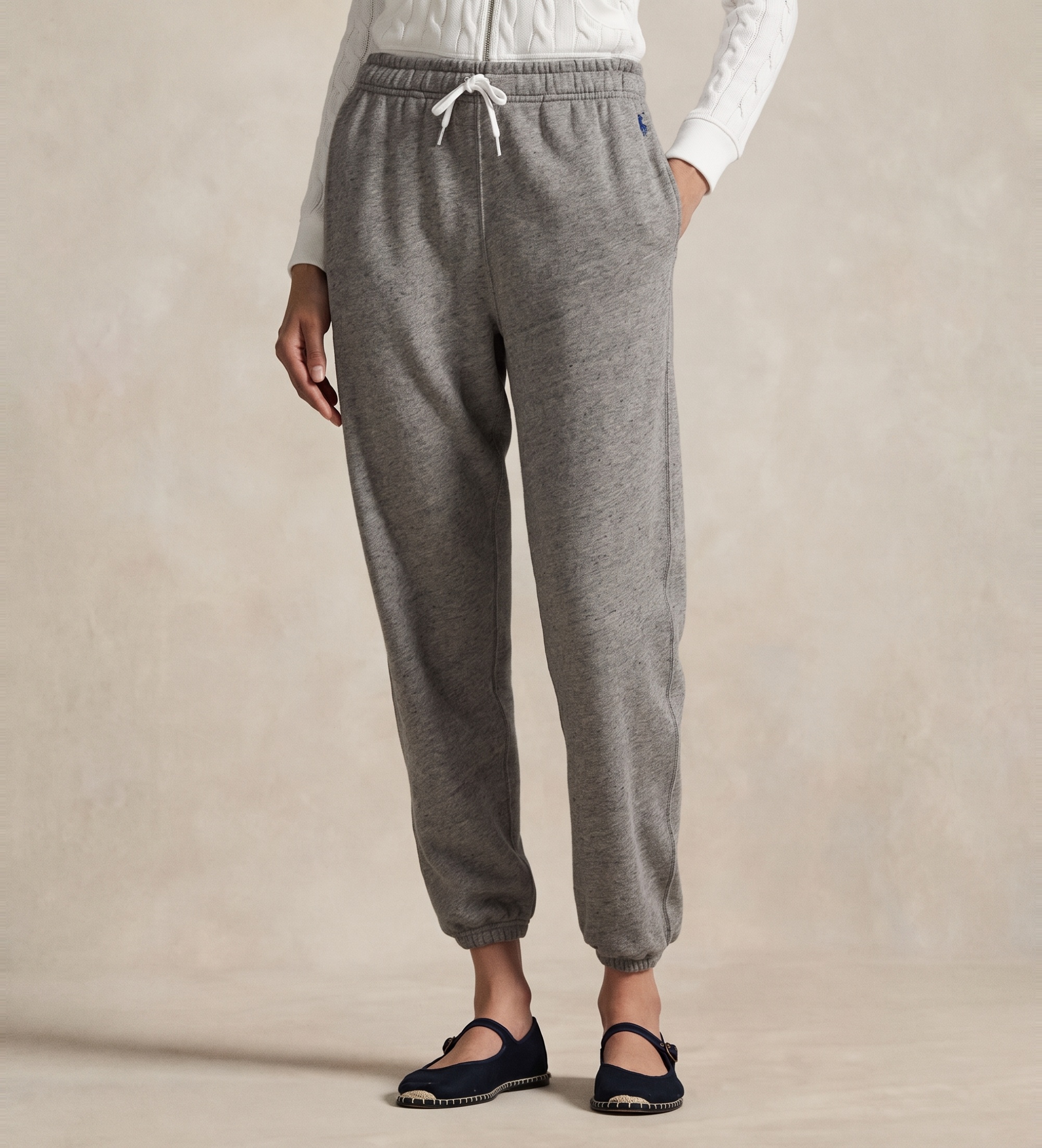 Polo Ralph Lauren für Damen. 211971694001 Jogginghose aus Fleece mit grauer Kordel (S), Lässig, Sportlich, Baumwolle