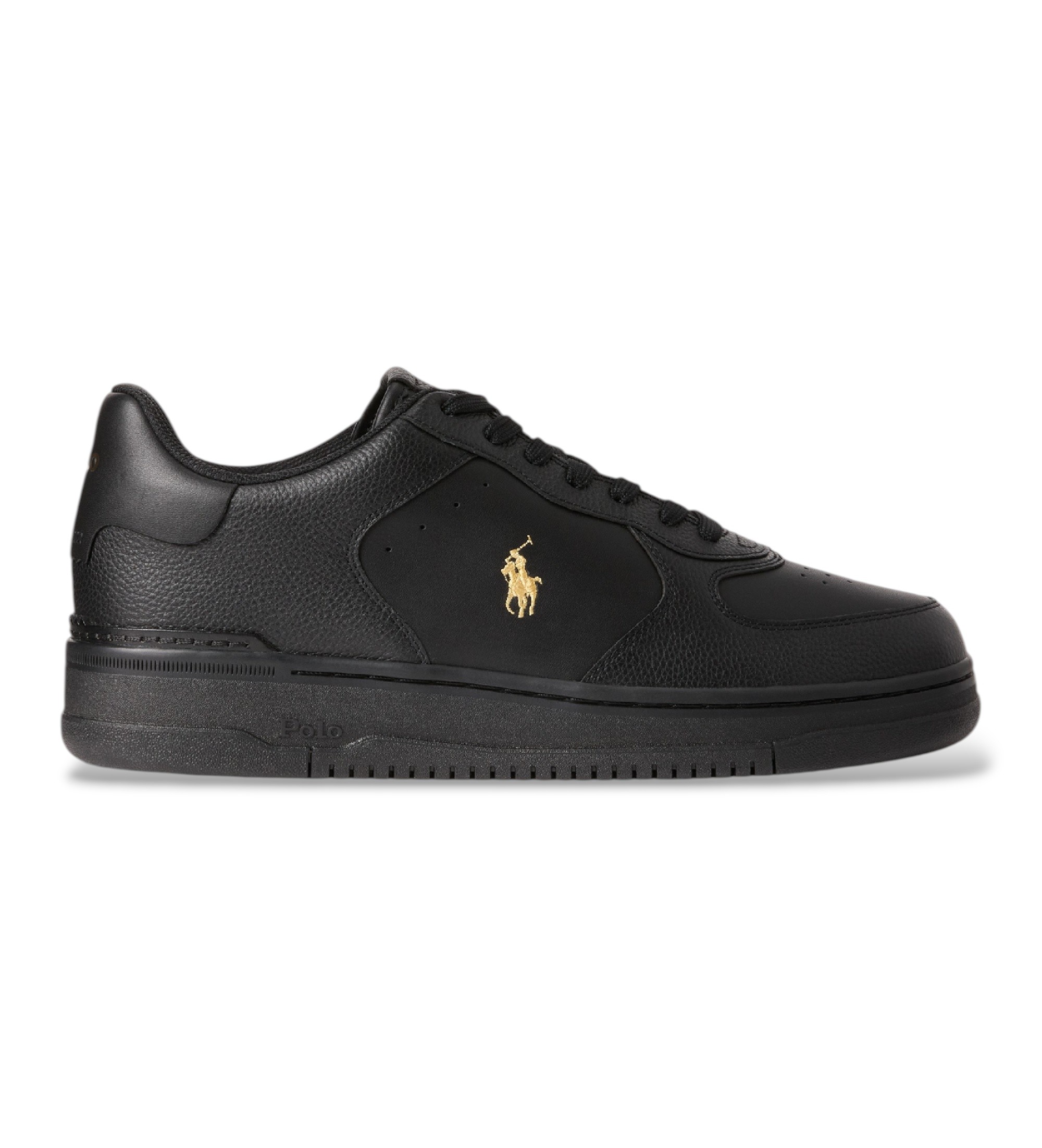 Polo Ralph Lauren für Herren. 809952270001 Ledersneaker Masters schwarz (43), Wohnung, Schnürsenkel, Lässig