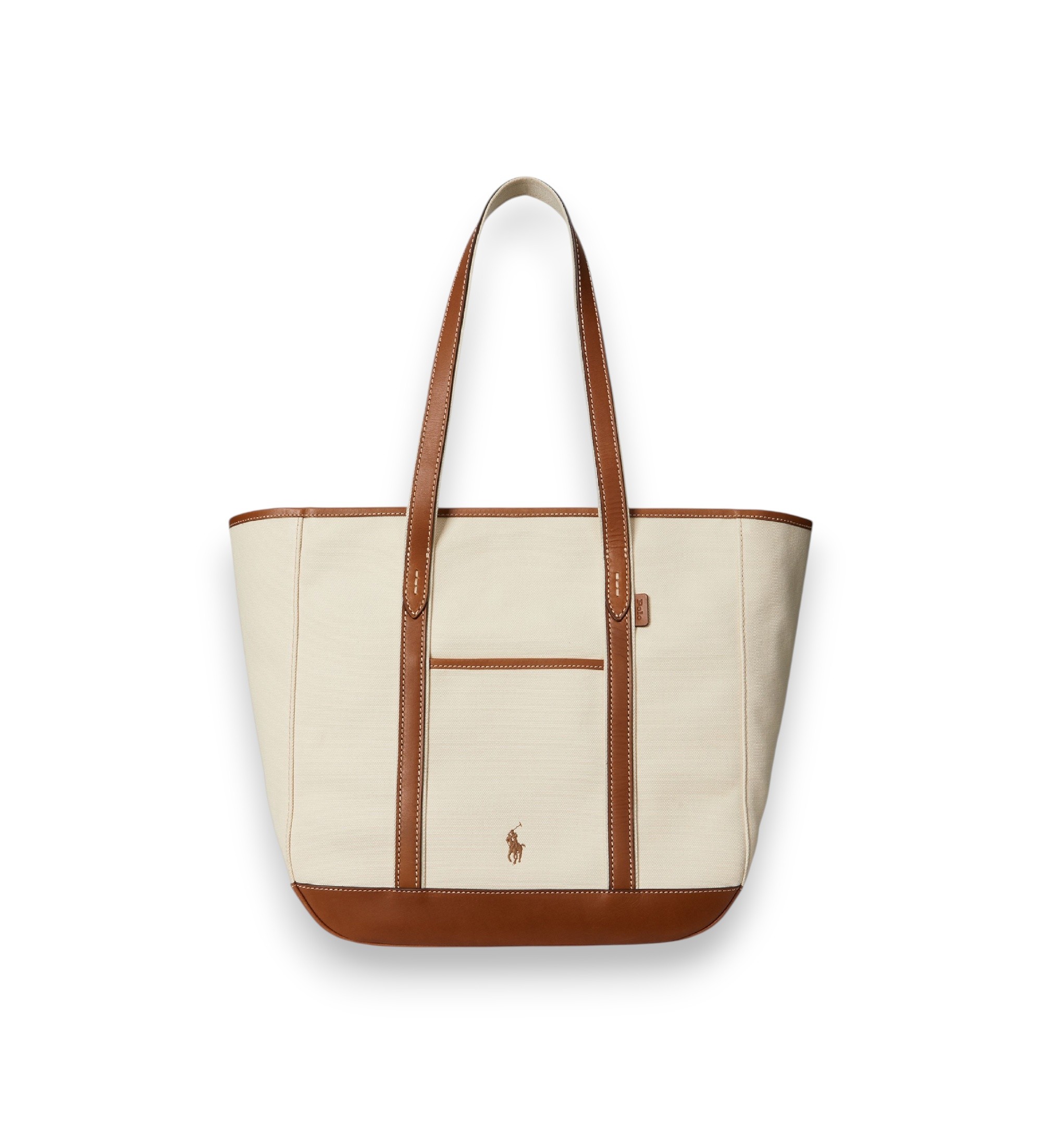 Polo Ralph Lauren für Damen. 428968158001 Mittlere Shopper-Tasche aus beigem, braunem Canvas (OSFA), Lässig, Baumwolle