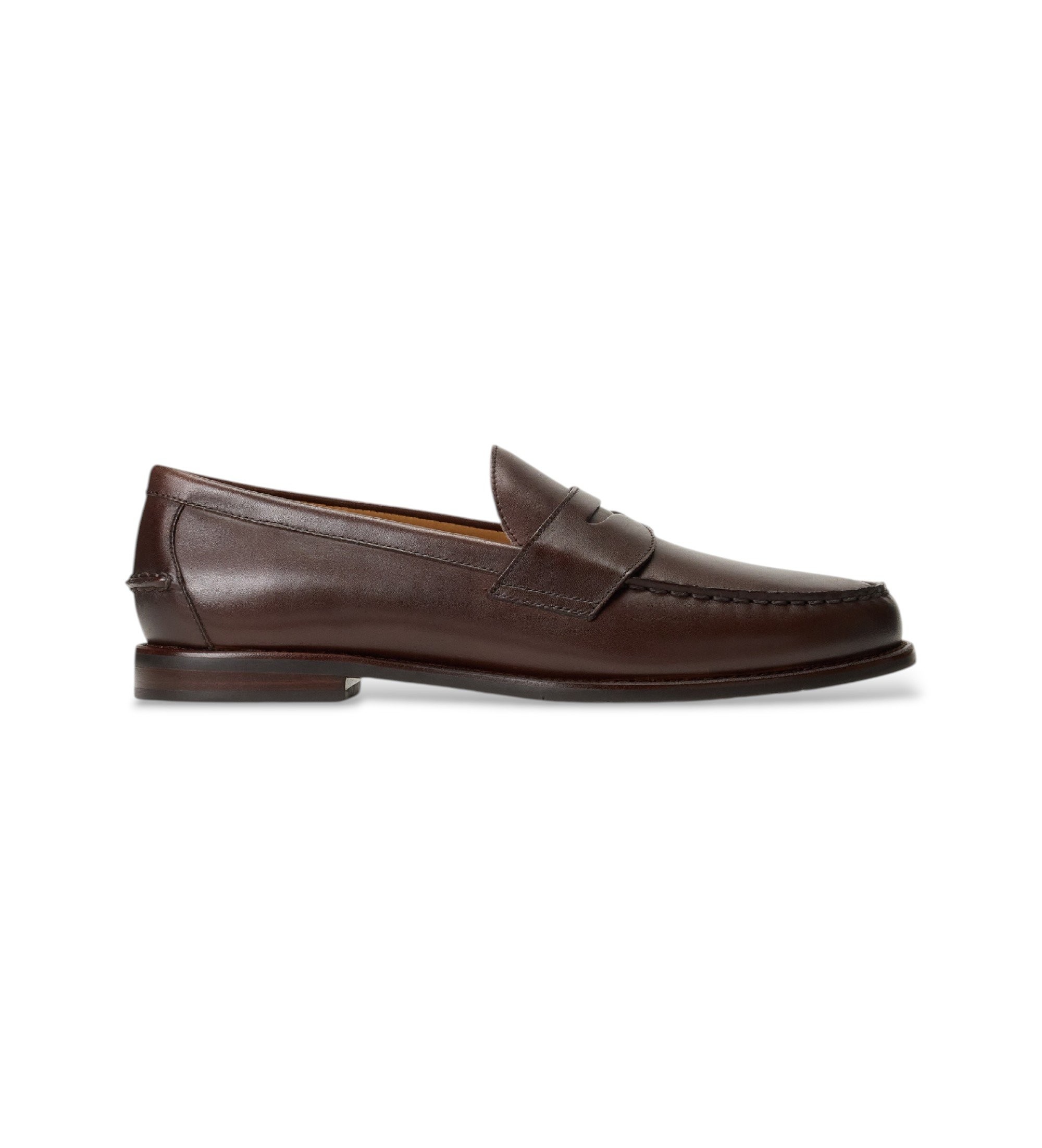 Polo Ralph Lauren für Herren. 803978015001 Alston Penny Loafers aus braunem brüniertem Leder (47), Wohnung, Keine, Lässig, Klassisch
