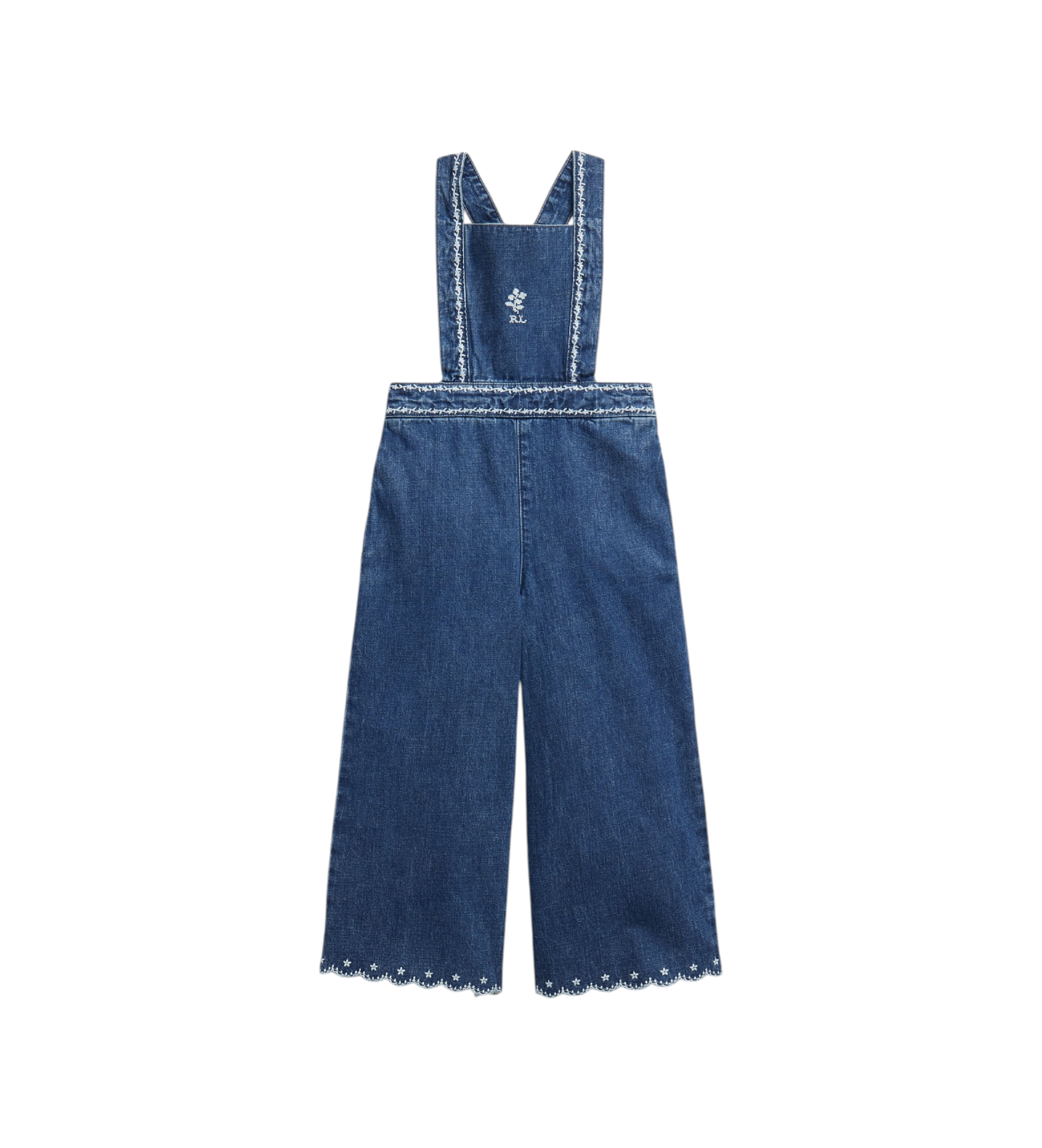 Polo Ralph Lauren für Mädchen. 312B18022001 Blauer bestickter Denim-Overall (5años= 109/116cm), Lässig, Baumwolle, Kinderbekleidung