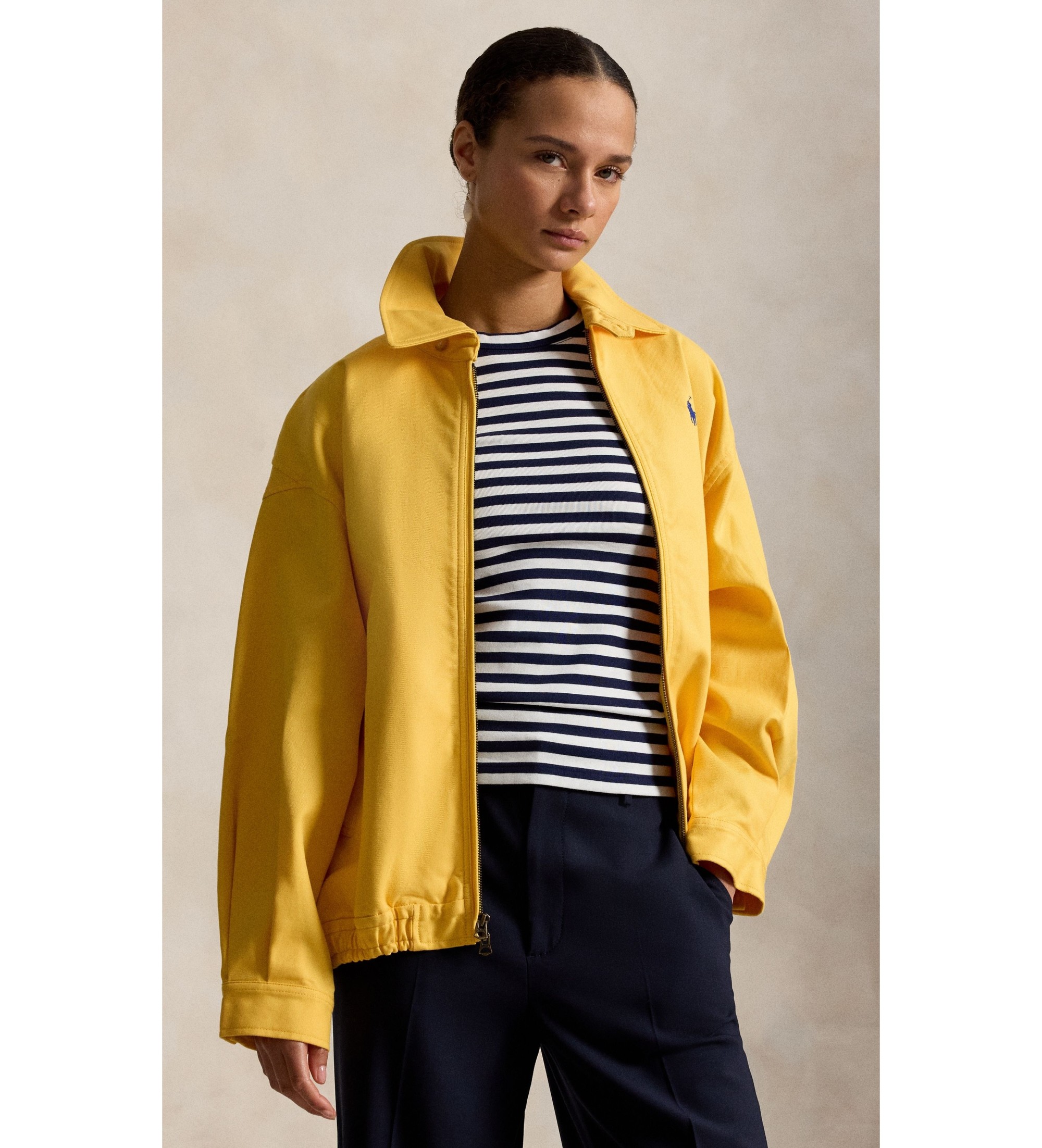 Polo Ralph Lauren für Damen. 211A96311006 Gelber Oversize-Windbreaker aus Baumwolle (XL), Lässig